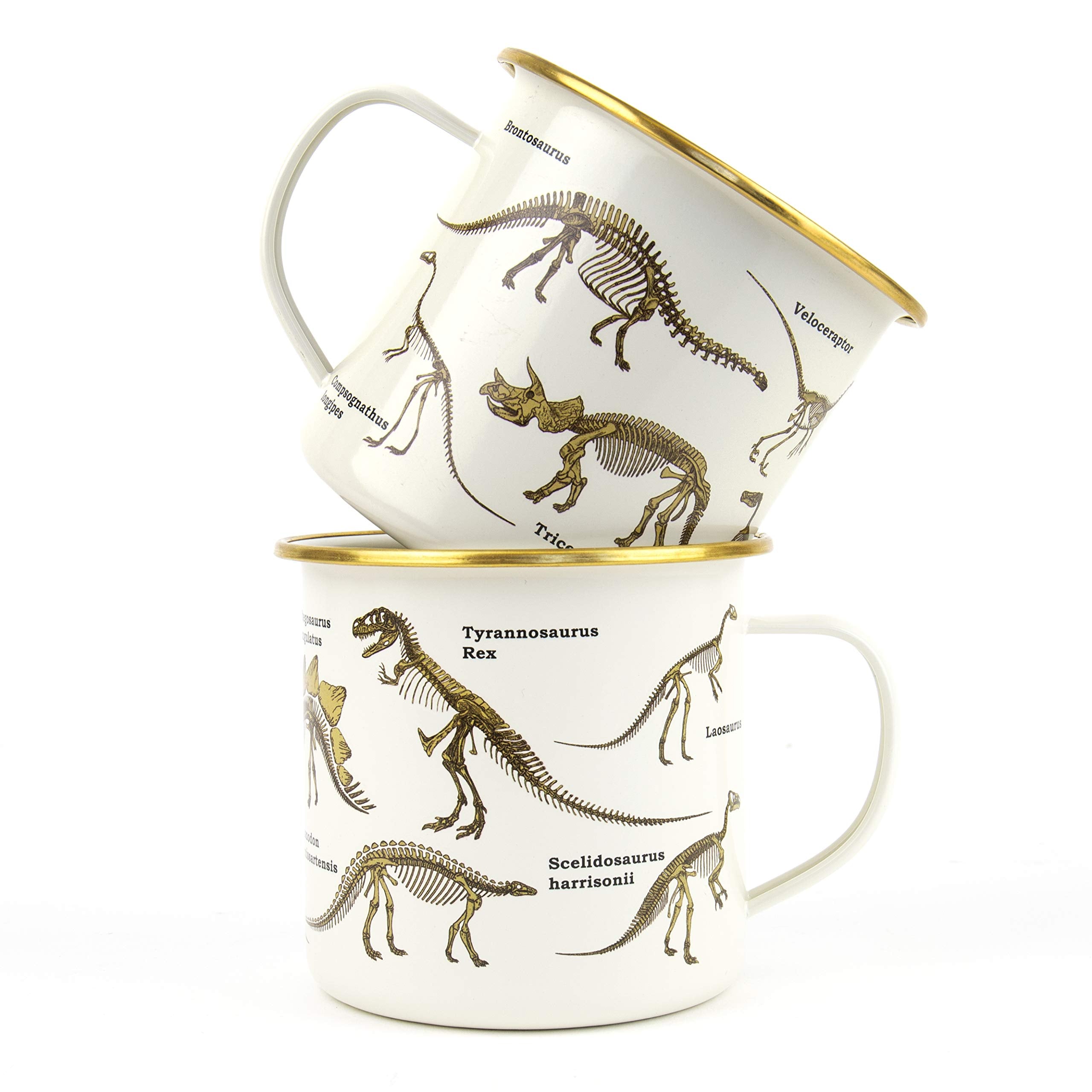 Gift Republic Dinosaur Enamel Outdoor Camping Mug Large Metal Coffee Cup Soup Hot Chocolate Campfire Mug Jurassic T-Rex Dino Des