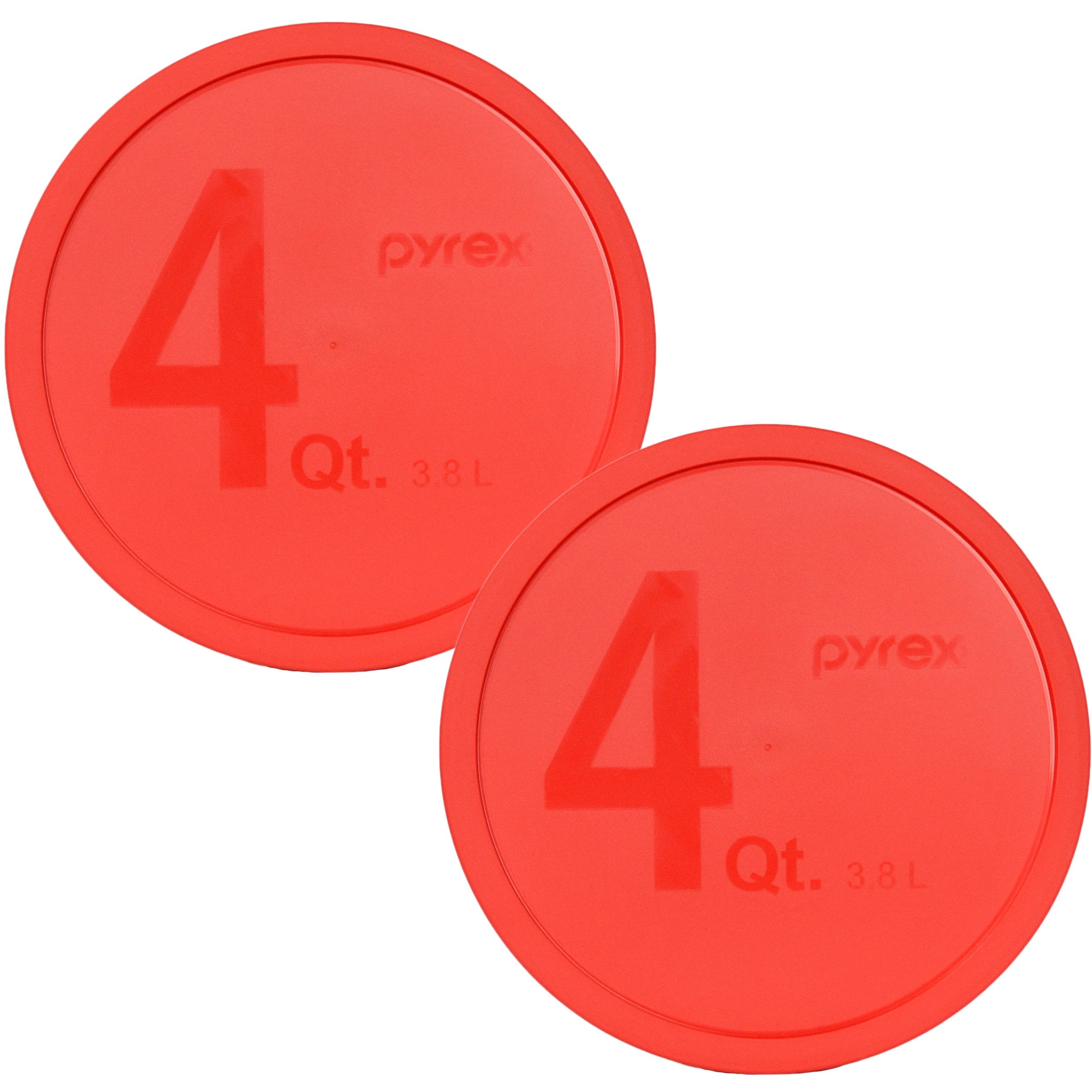 Pyrex 326-Pc Red 4 Quart Round Plastic Storage Lid, Made In Usa - 2 Pack