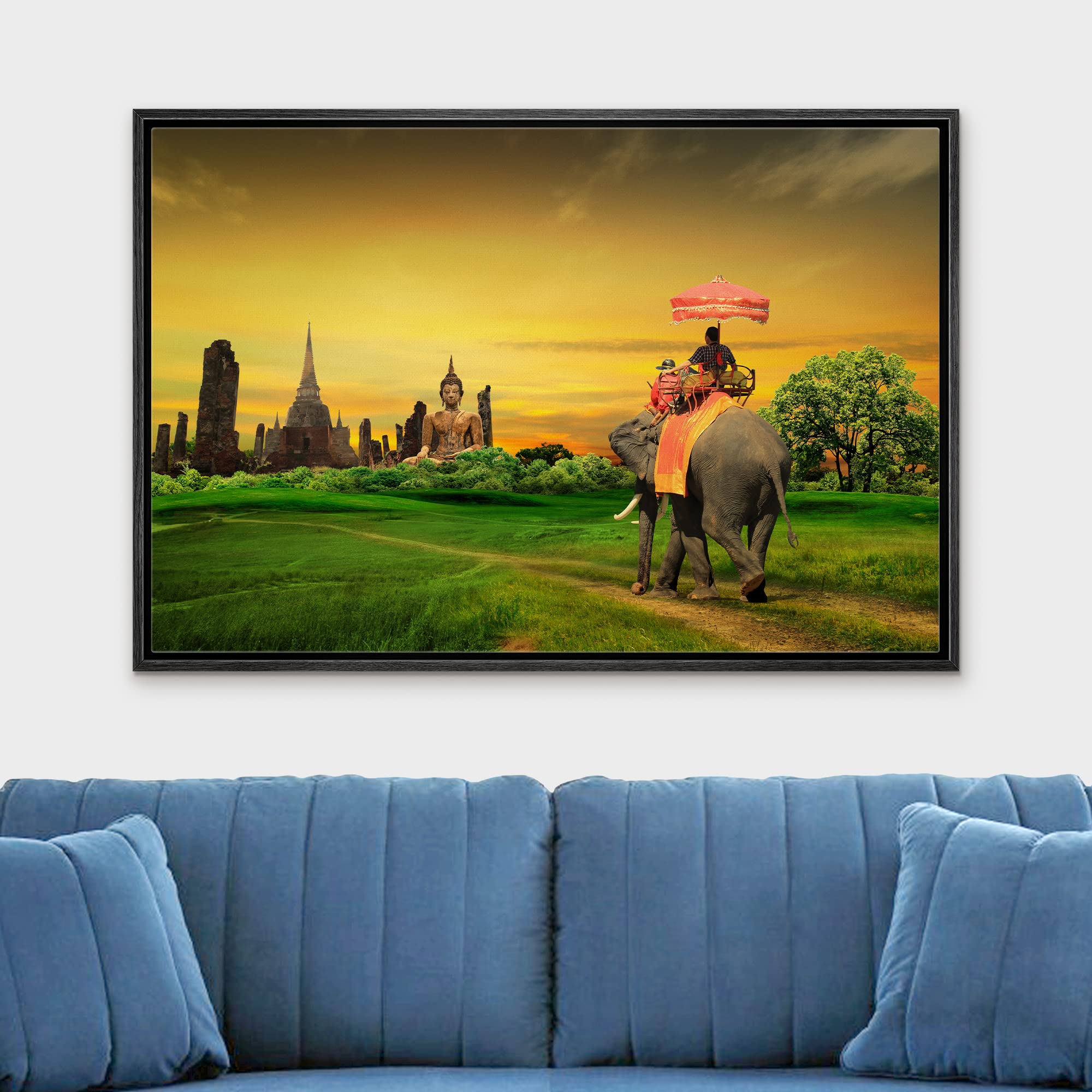 Wall26 - Framed Canvas Prints Wall Art - Sunset Thai Countryside Thailand | Modern Wall Decor/Home Decoration Stretched Gallery