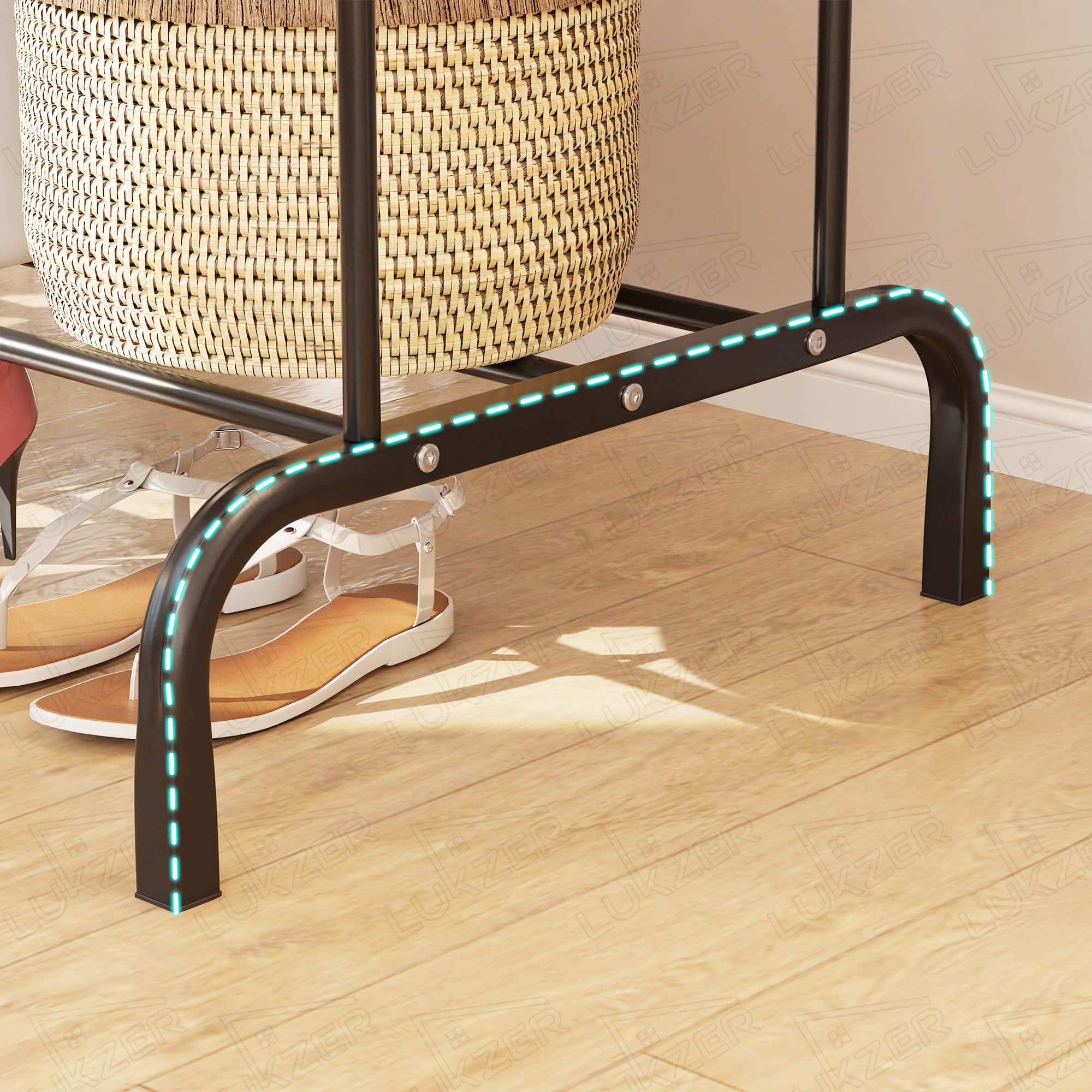 Lukzer Multi-Functional Cloth Stand With Wheels & Bottom Shelves  Metal Rack For Hanging Clothes, Coats, And Hats  Diy Storage S