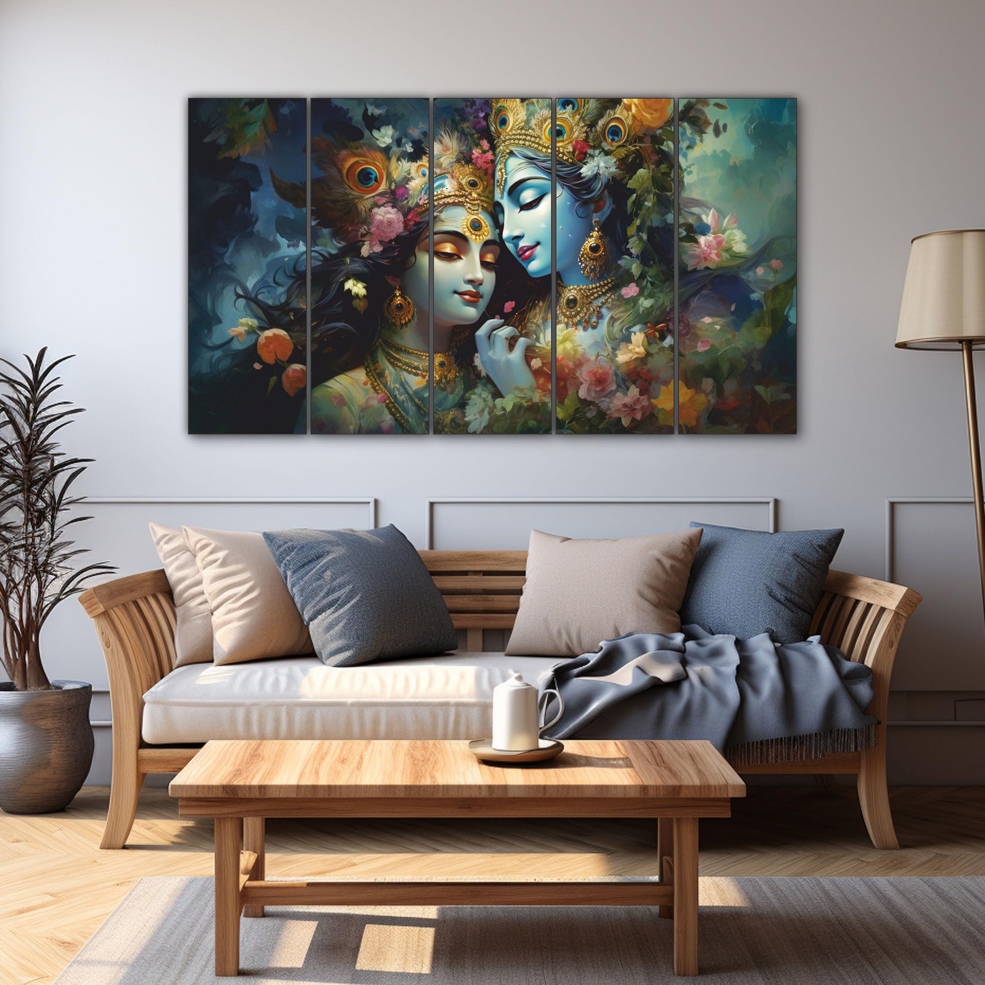 The Castle Decor Radha krishana painting with frame 5 Big Size (27x48) Wall Art for living room,Bedroom,Drawing room,Hotels-Digi