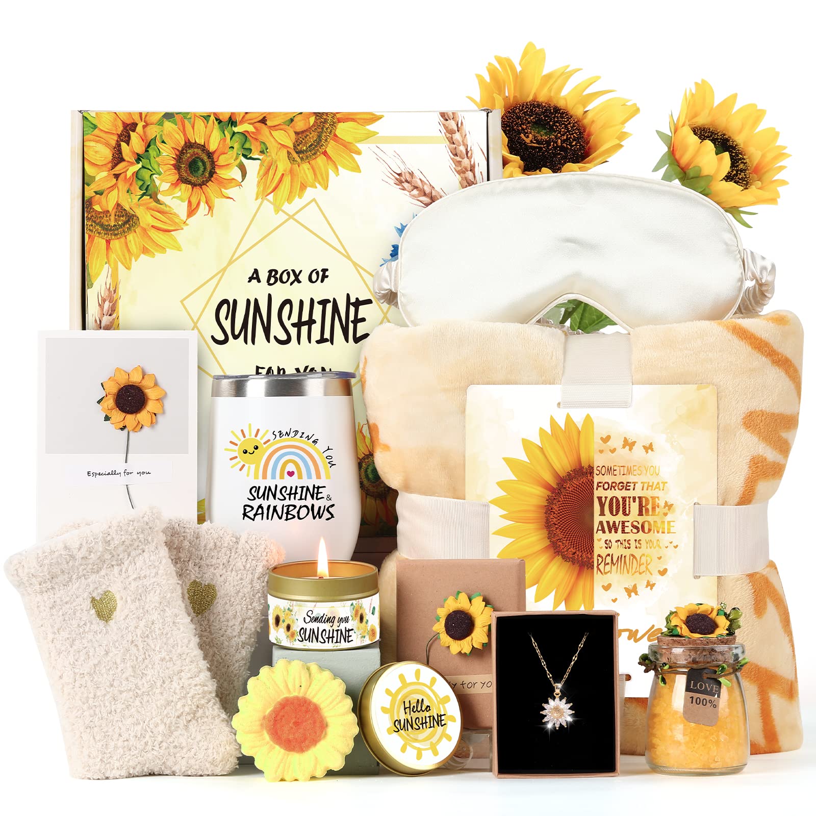 Sending Sunshine Gift, Sunflower Gifts For Women, Care Package, Birthday Gifts Box, Get Well Soon Gifts Basket Thinking Of You G