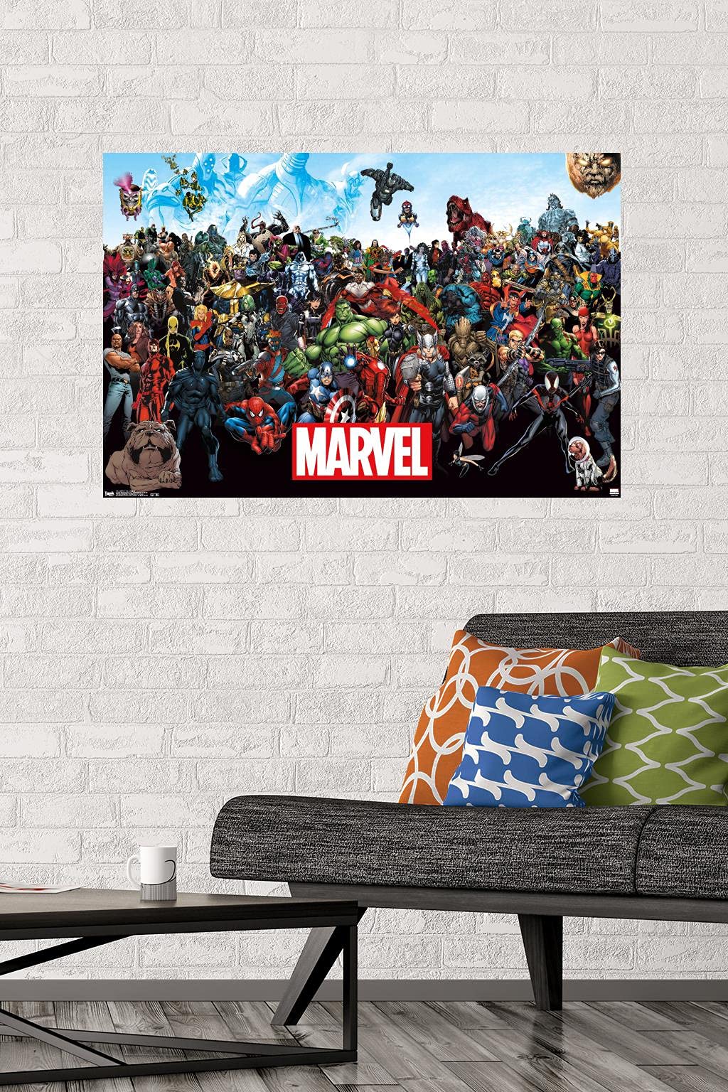 Trends International Marvel Comics - The Marvel Lineup Wall Poster, 22.37'' X 34.00'', Poster & Mount Bundle