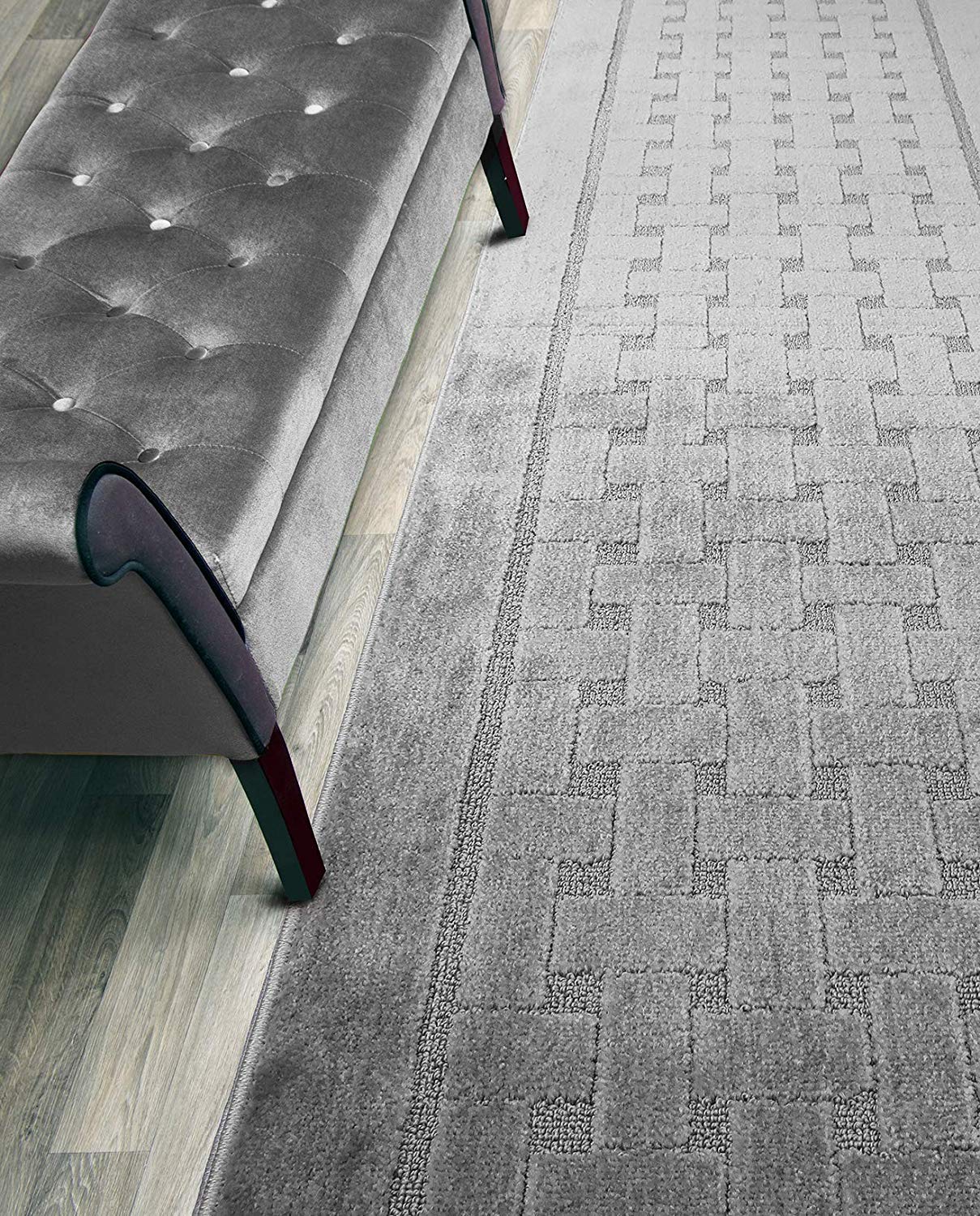 Non Slip Washable Carpet Runner Rug with Rubber Backing, Custom Floor Mat for Kitchen Hallway Stairs Bedroom Bathroom Entry, Gre