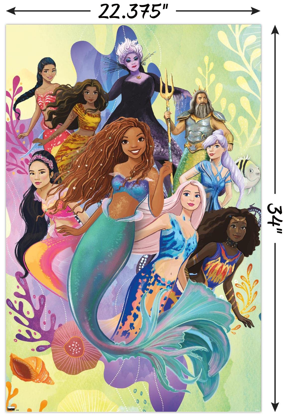 Trends International Disney Little Mermaid - Group Wall Poster, 22.37'' X 34.00'', Poster & Mount Bundle
