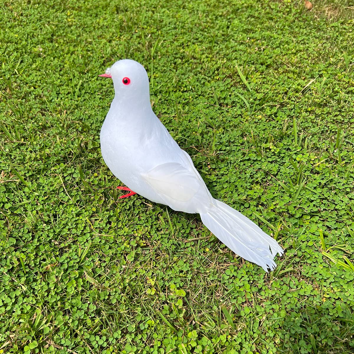 LWINGFLYER Large White Doves 9.5-Inch Artificial Simulation Foam Bird Feathered Dove for Craft Wedding Decoration Party Accessor