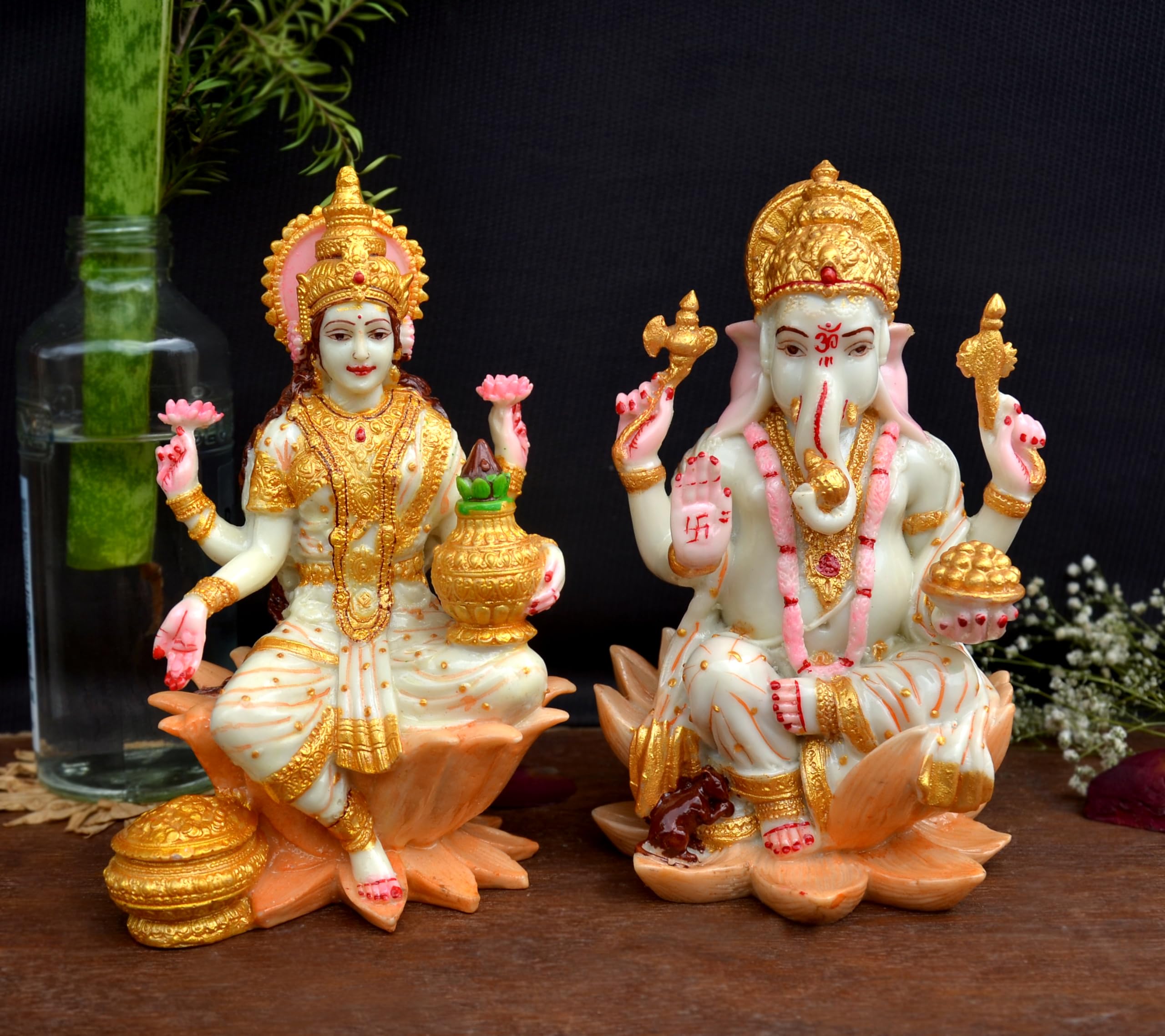 Soni Craft Marble Dust Attractive Ganesh Lakshmi Ji Set For Diwali Pooja I Religious Home Decor Idol I God Idol Gift I Spiritual