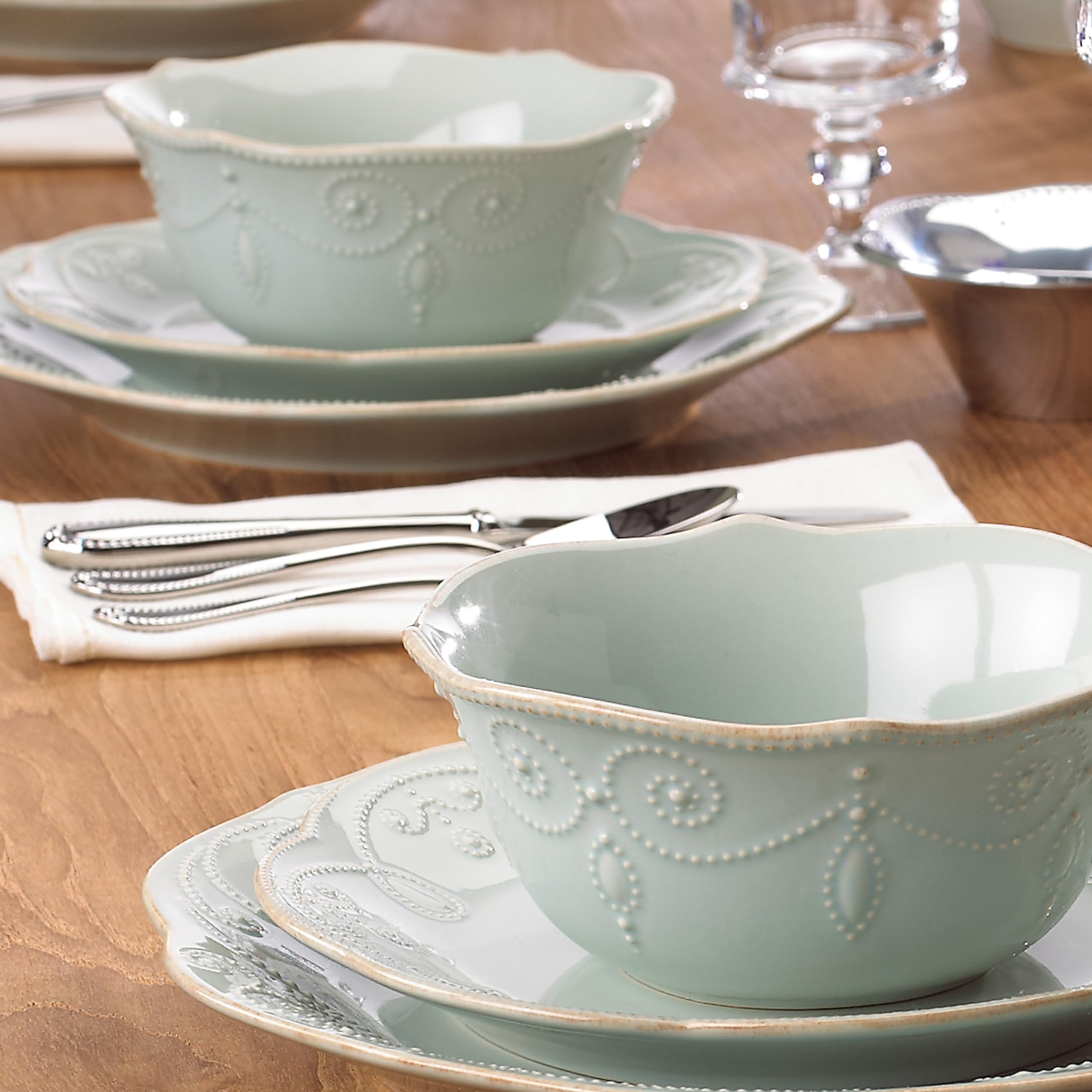 Lenox French Perle 4-Piece Place Setting, Ice Blue,12 oz