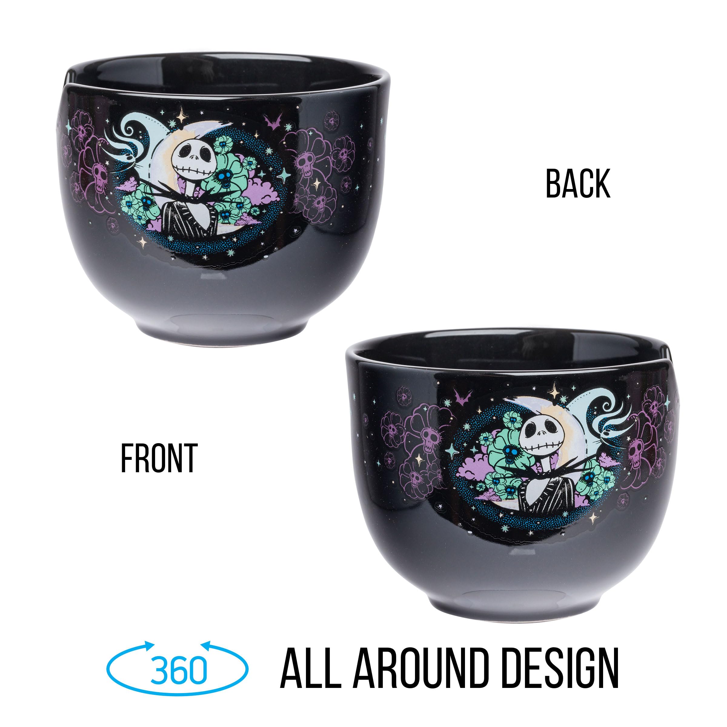 Silver Buffalo Disney Nightmare Before Christmas Starry Night Jack Skellington Ceramic Ramen Noodle Rice Bowl With Chopsticks, M