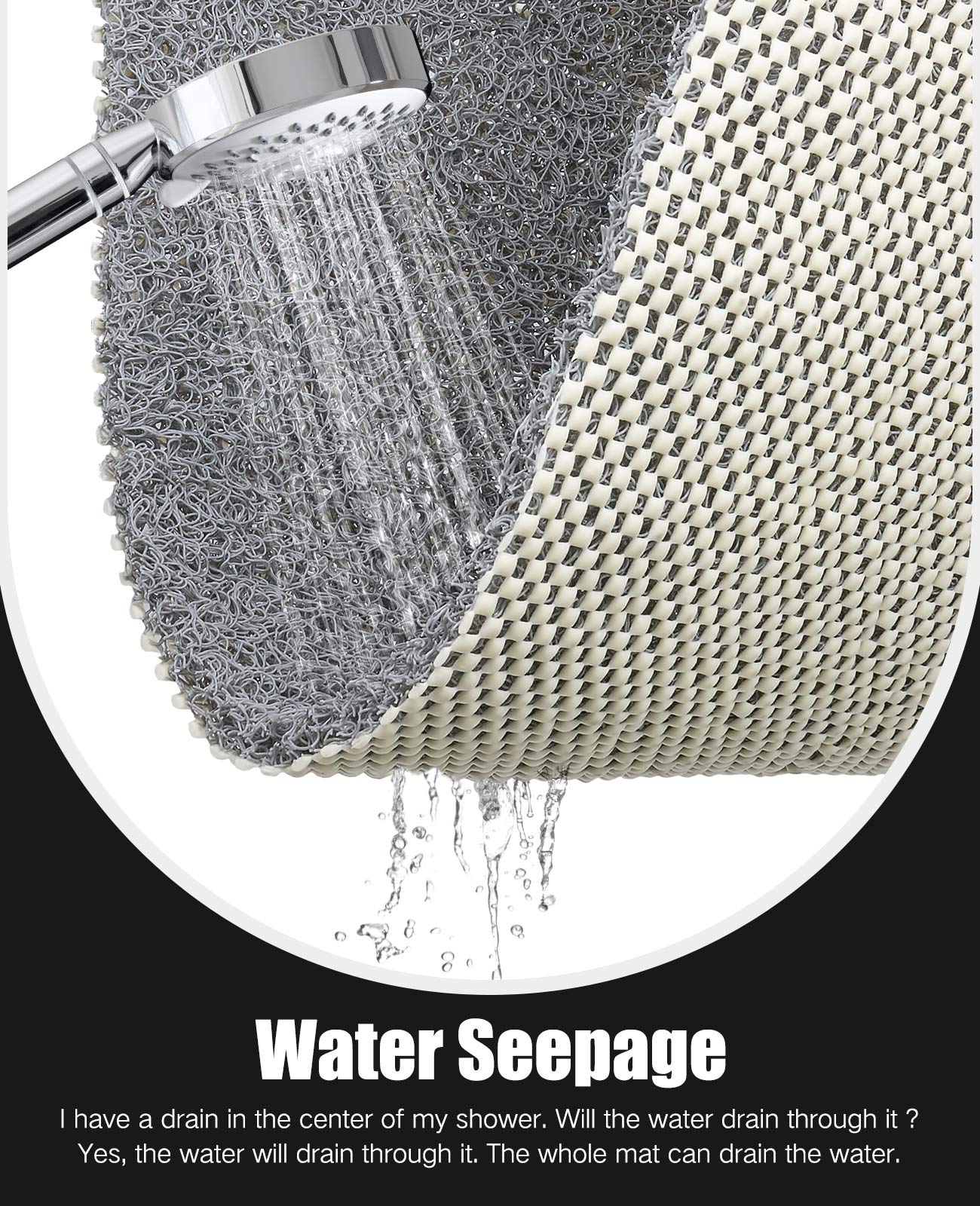 Othway Shower Mat Non Slip Without Suction Cups, Quick Drying Bathtub Mat Non Slip For Shower Bathroom, Pvc Loofah Shower Mat Fo