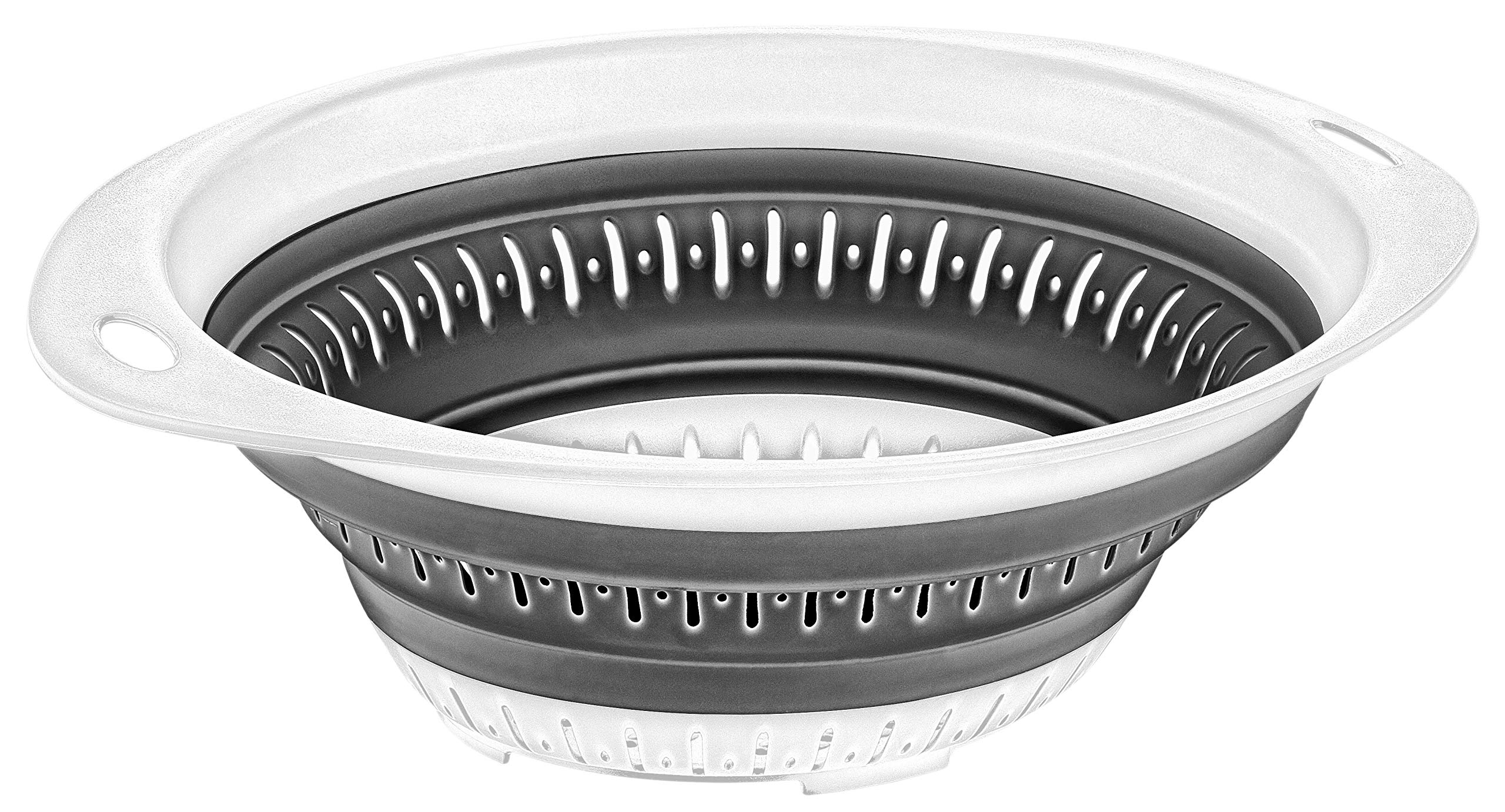 Collapsible Colanders (Strainers) For Fruit Vegetable Food Sizes 8'' - 2 Quart (Grey)