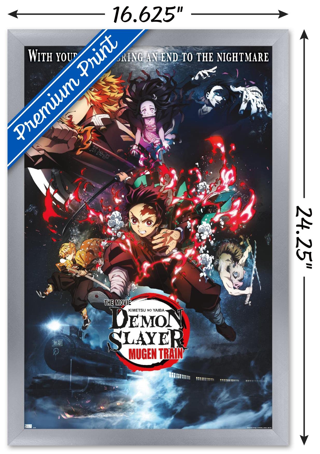 Trends International Demon Slayer: Mugen Train - Collage One Sheet Wall Poster, 14.725'' X 22.375'', Silver Framed Version