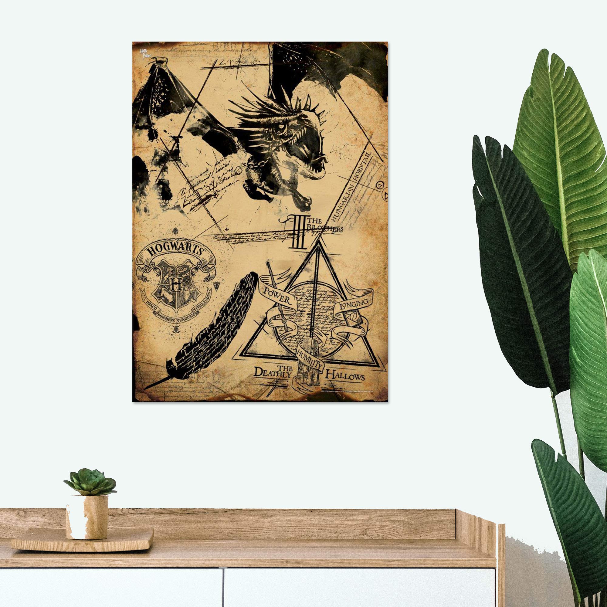 Mightyprint Harry Potter - Deathly Hallows - The Three Brothers - Collage - Durable 17    X 24'' Wall Art - Not Made Of Paper -