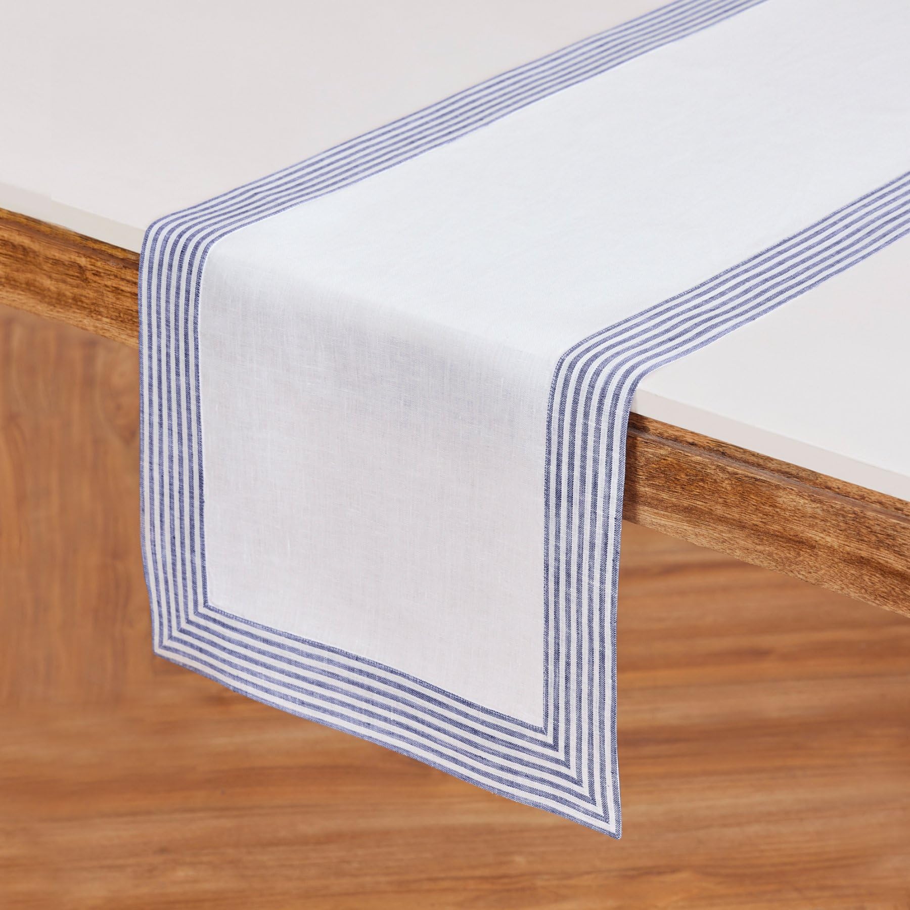 Solino Home Linen Table Runner 72 Inches Long - Lucca, 100% Pure Linen Navy Table Runner 14 X 72 Inch Ideal For Wedding, Parties