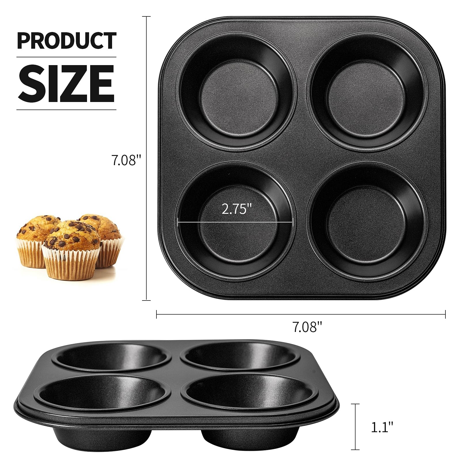 Yomvzake Air Fryer Muffin Pan, 2 Pack Cupcake Molds For Air Fryer Toaster Oven, Nonstick Cupcake Baking Pan For Counter Top Oven