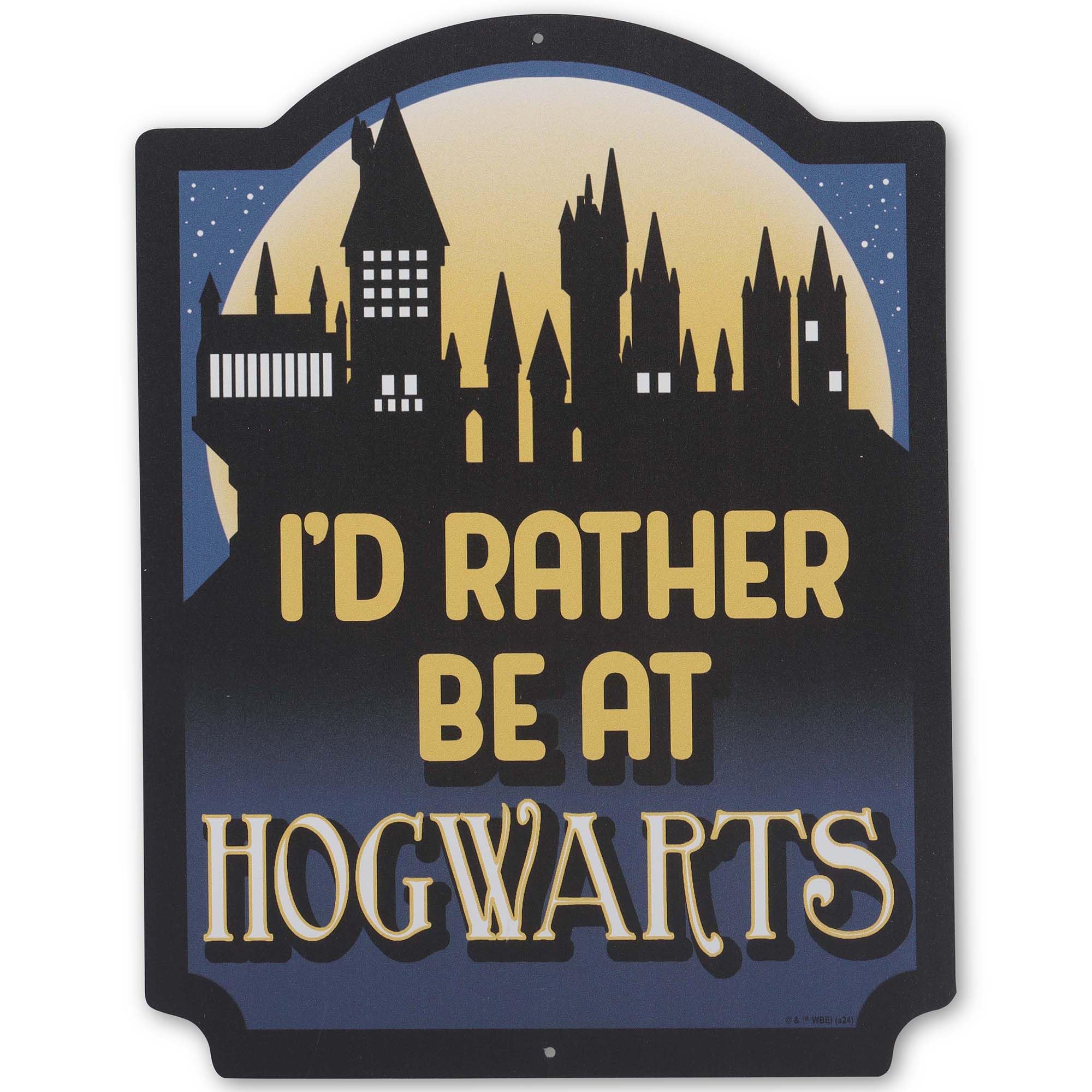 Harry Potter Id Rather Be at Hogwarts Metal Sign - Fun Hogwarts Wall Decor for Bedroom or Movie Room