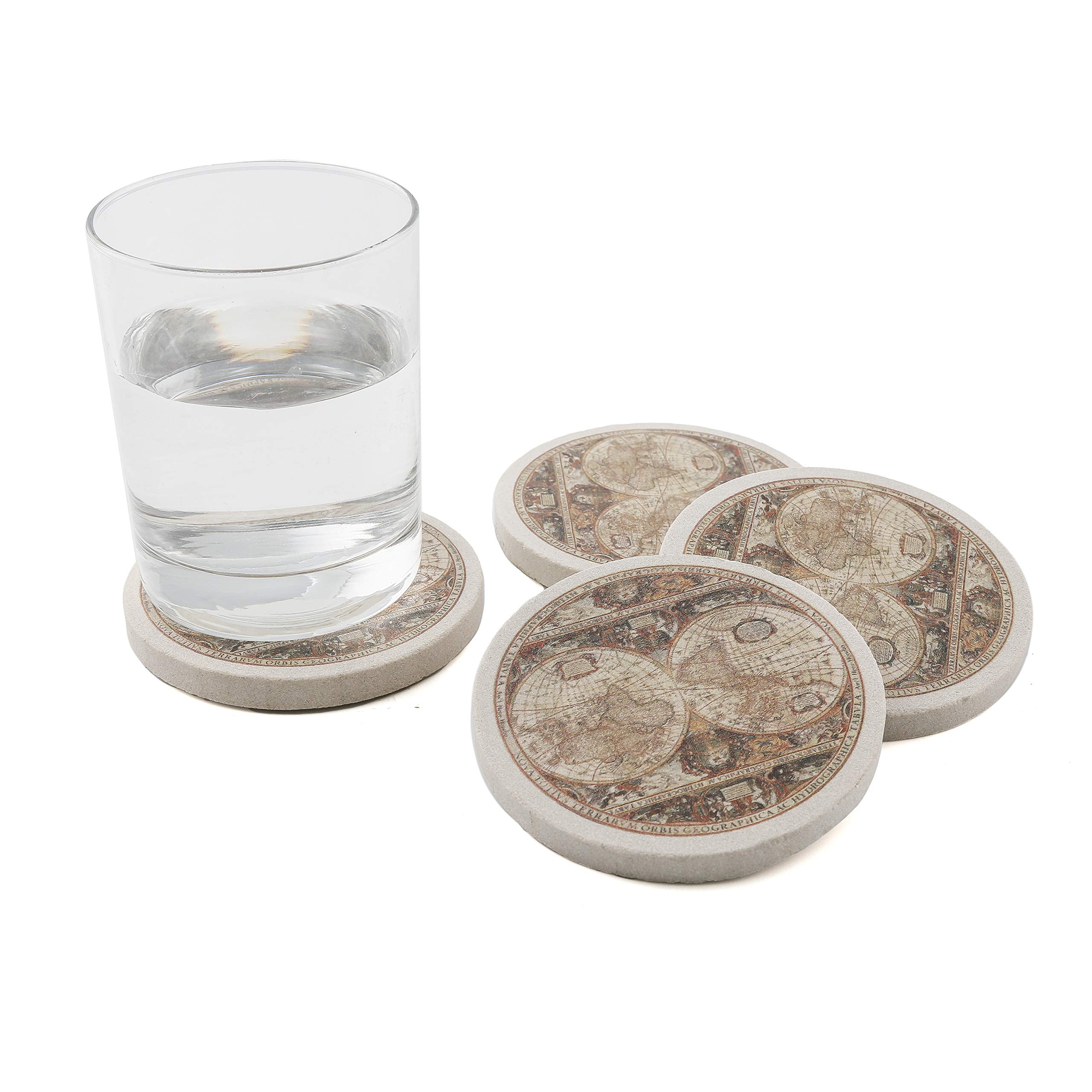 Thirstystone Old World Passages Natural Sandstone Coaster 4 Pack Eco-Friendly  Absorbent  Easily Wipes Clean