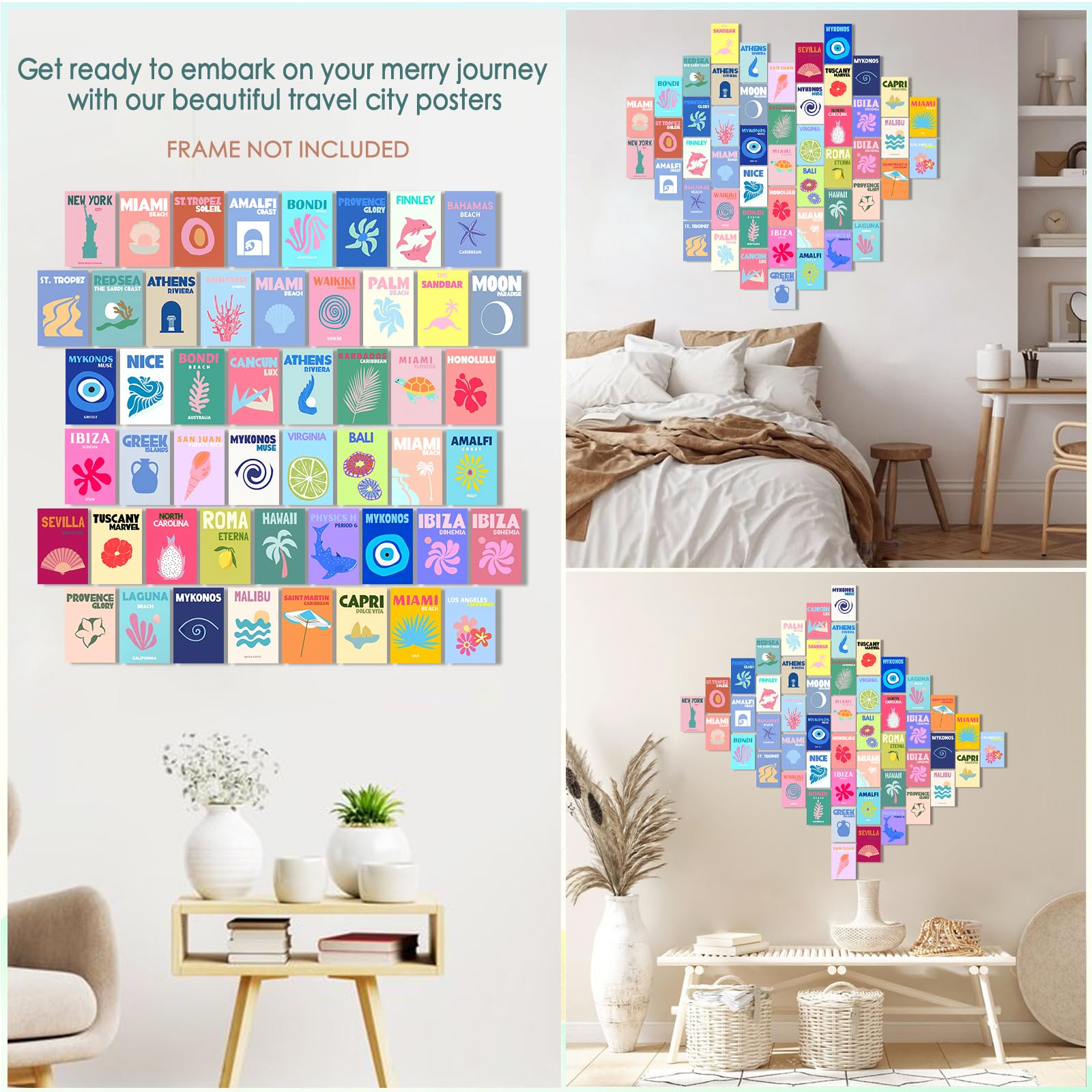 Beach Preppy Room Decor Aesthetic Wall Collage Of 50Pcs,Preppy Beach Posters For Bedroom,Cute Preppy Wall Decor,Danish Preppy Wa