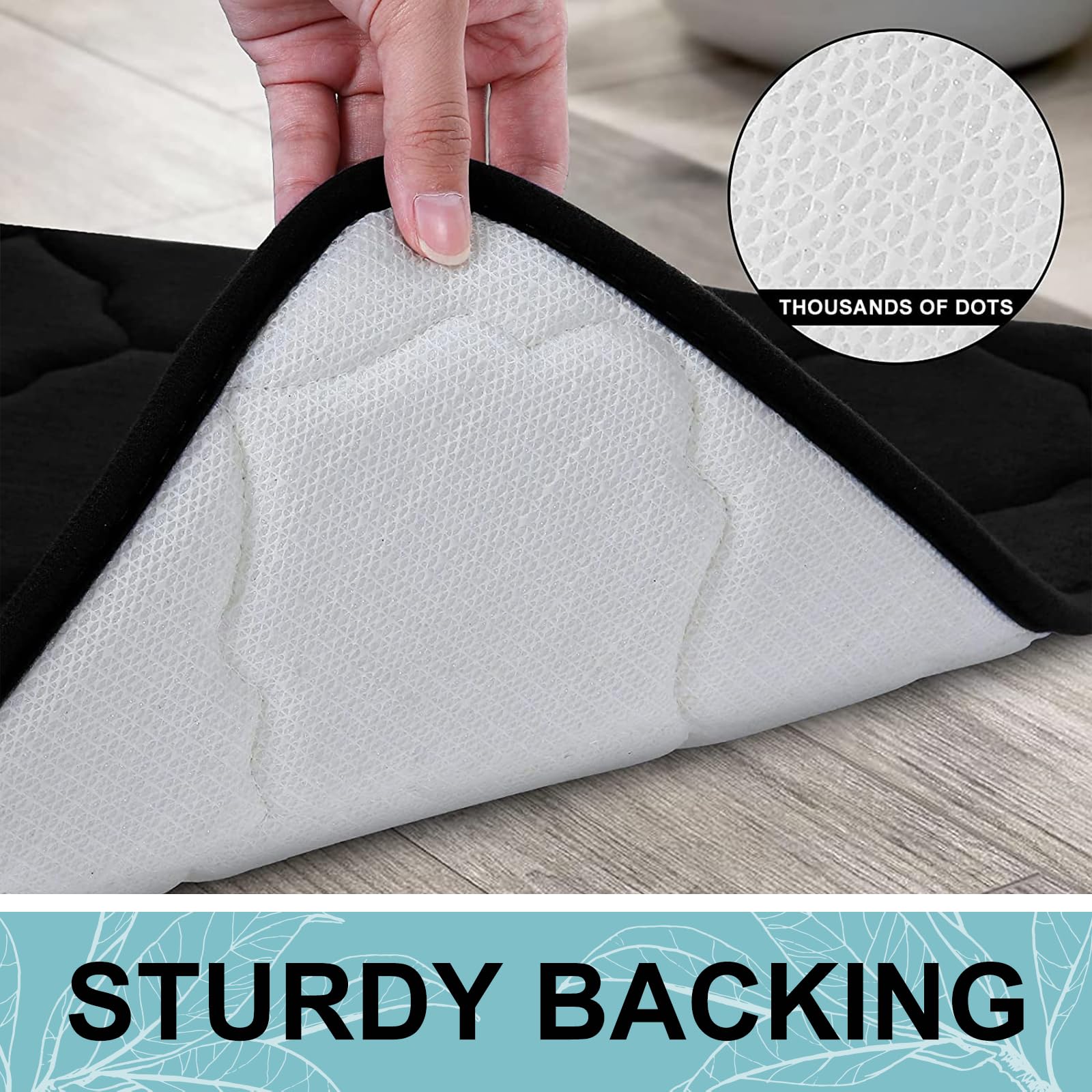 OLANLY Memory Foam Bath Mat Rug 47x20  Ultra Soft Non Slip and Absorbent Bathroom Rug  Machine Wash Dry  Comfortable  Thick Bath Rug Carpet for Bathroom Floor  Tub and Shower  Black
