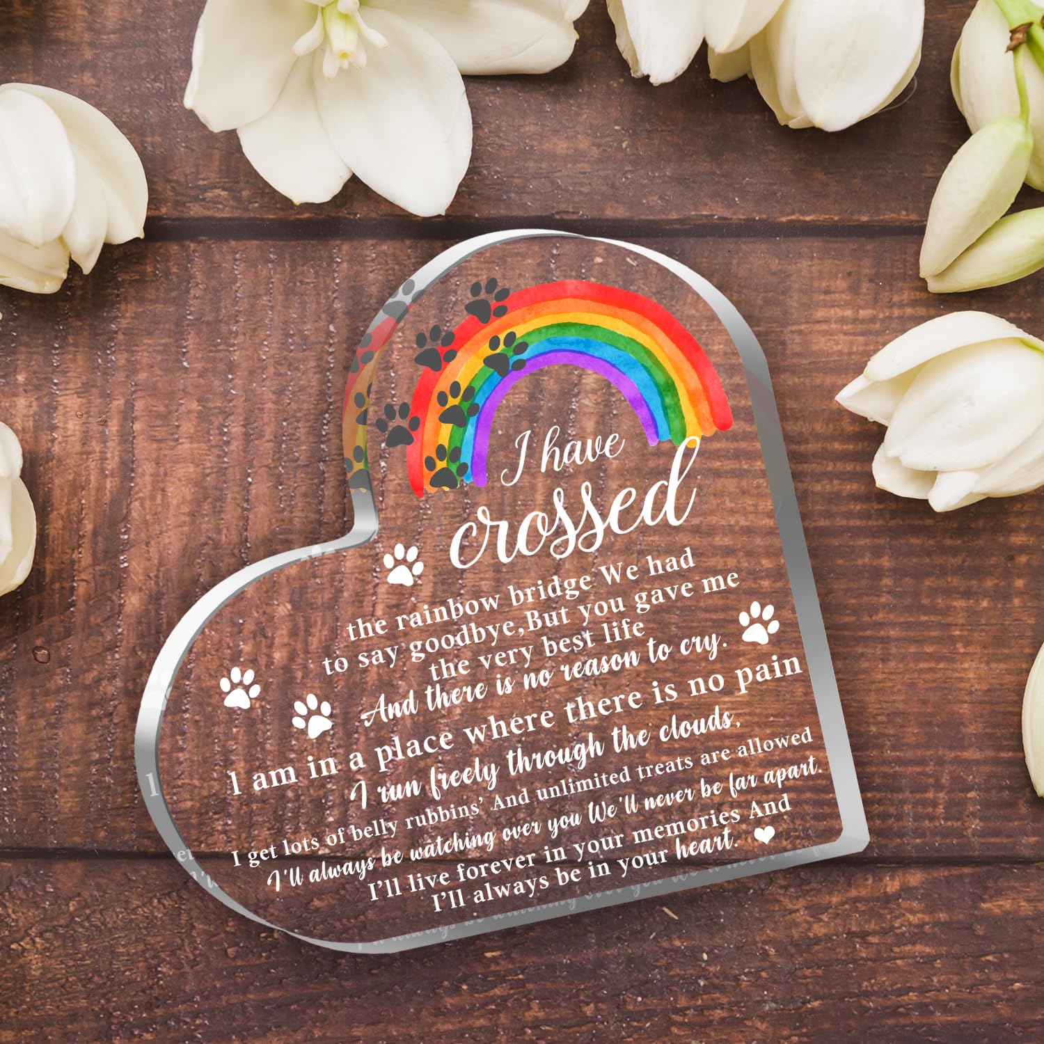 Pet Memorial Gifts, Sympathy Gifts for Loss of Dog Cat, Pet Sympathy Gifts, Pet Memorial Acrylic Rainbow Bridge Decorations, Ber