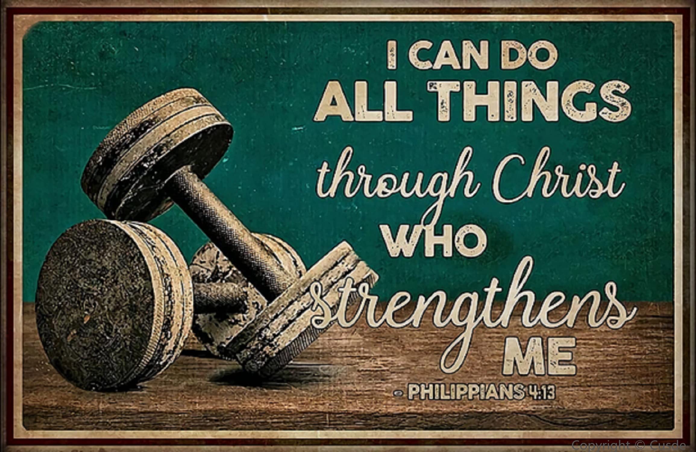 Cusde Gym Motivational Sign I Can Do All Things Through Christ For Gym Workout Sign Fitness Sign Workout Room Decor Inspirationa