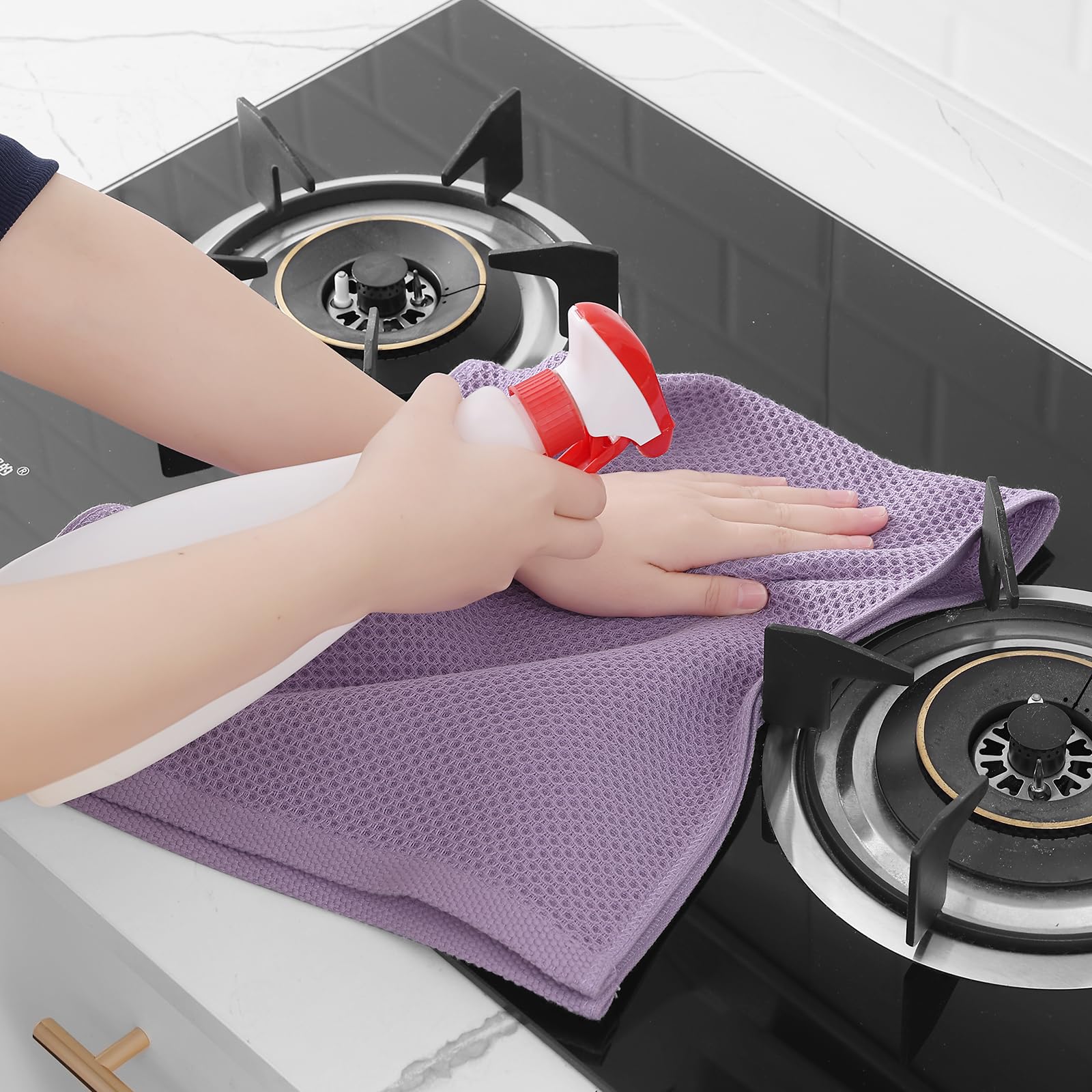 Homaxy 100% Cotton Waffle Weave Kitchen Dish Towels, Ultra Soft Absorbent Quick Drying Cleaning Towel, 13 x 28 Inches, 8-Pack, L