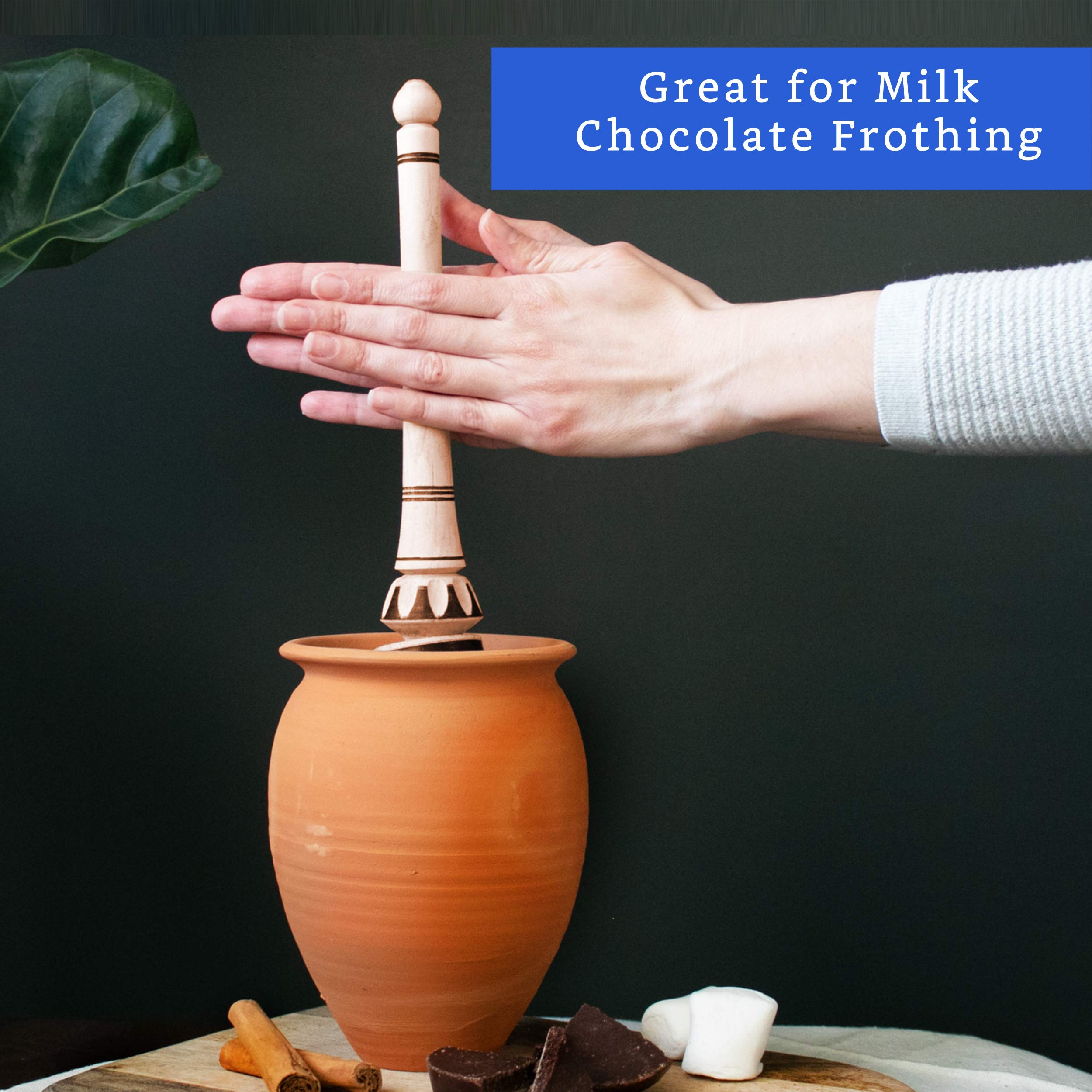 Authentic Artisanal Mexican Molinillo Hot Chocolate Frother (Large) - Handmade Premium Mexican Hot Chocolate Wooden Whisk - Trad