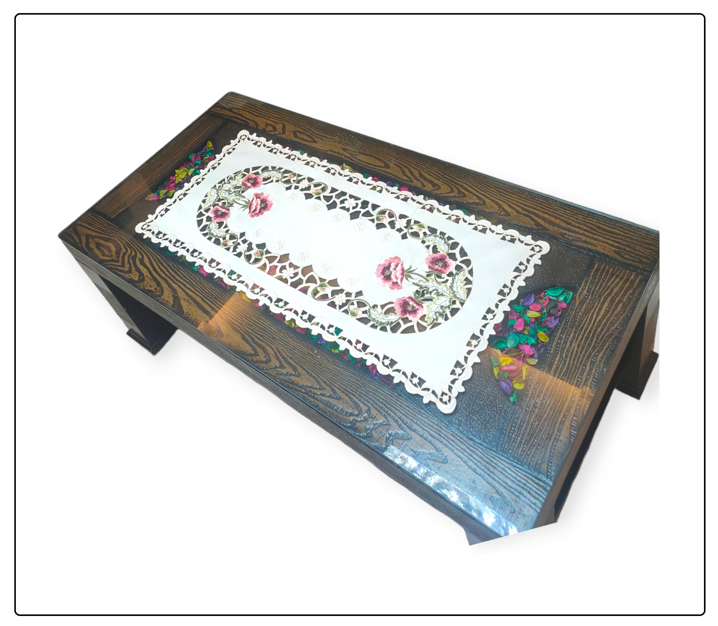 MONKDECOR Double Work Centre/Dining Table Runner (Size 16x33 Inches)