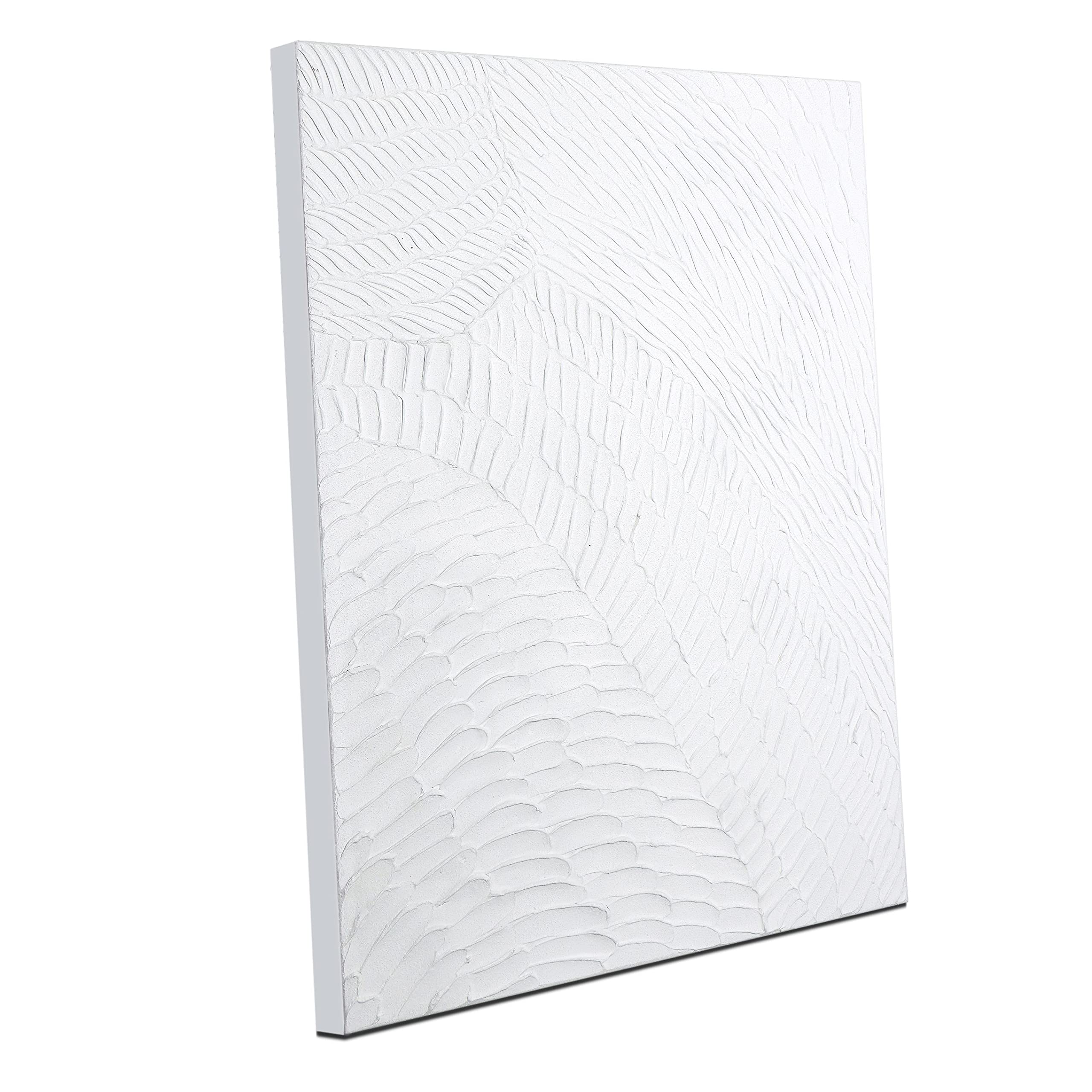Zessonic White Abstract Wall Art For Living-Room - Large Geometry Texture Abstract Hand-Painting Artwork Minimalism Contemporary