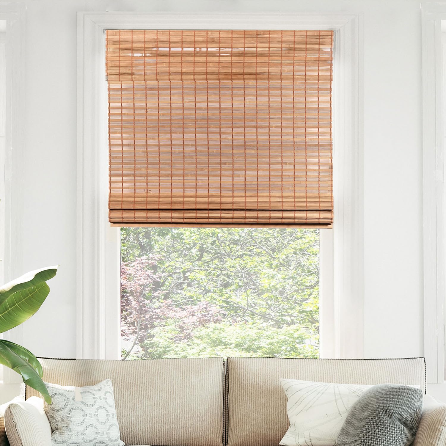 CHICOLOGY Bamboo Blinds , Shades Roman for Windows Window Home Patio & Shade 27W X 64H, Squirrel