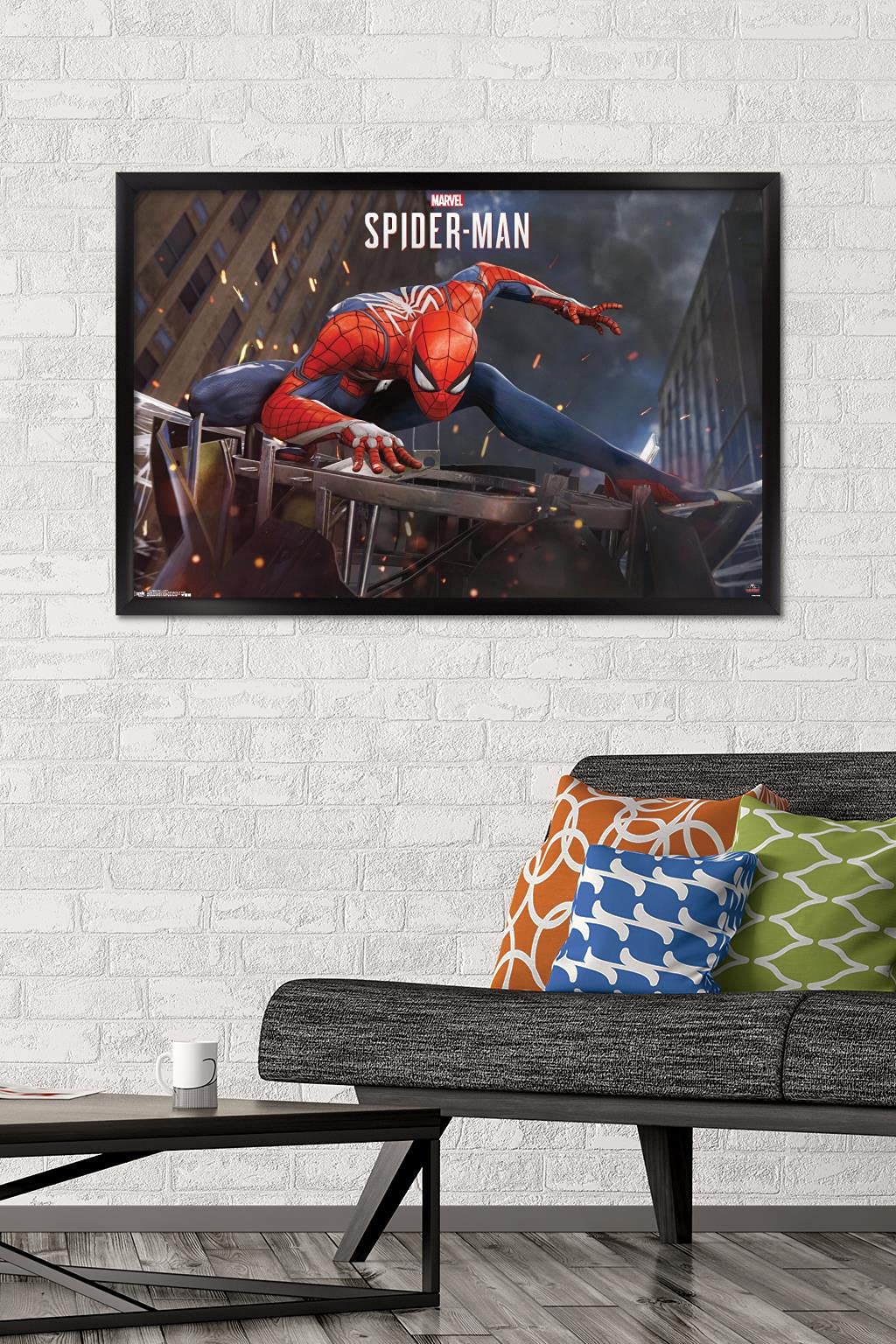 Trends International Marvel Comics - Spider-Man - Action Wall Poster, 22.375'' X 34'', Black Framed Version