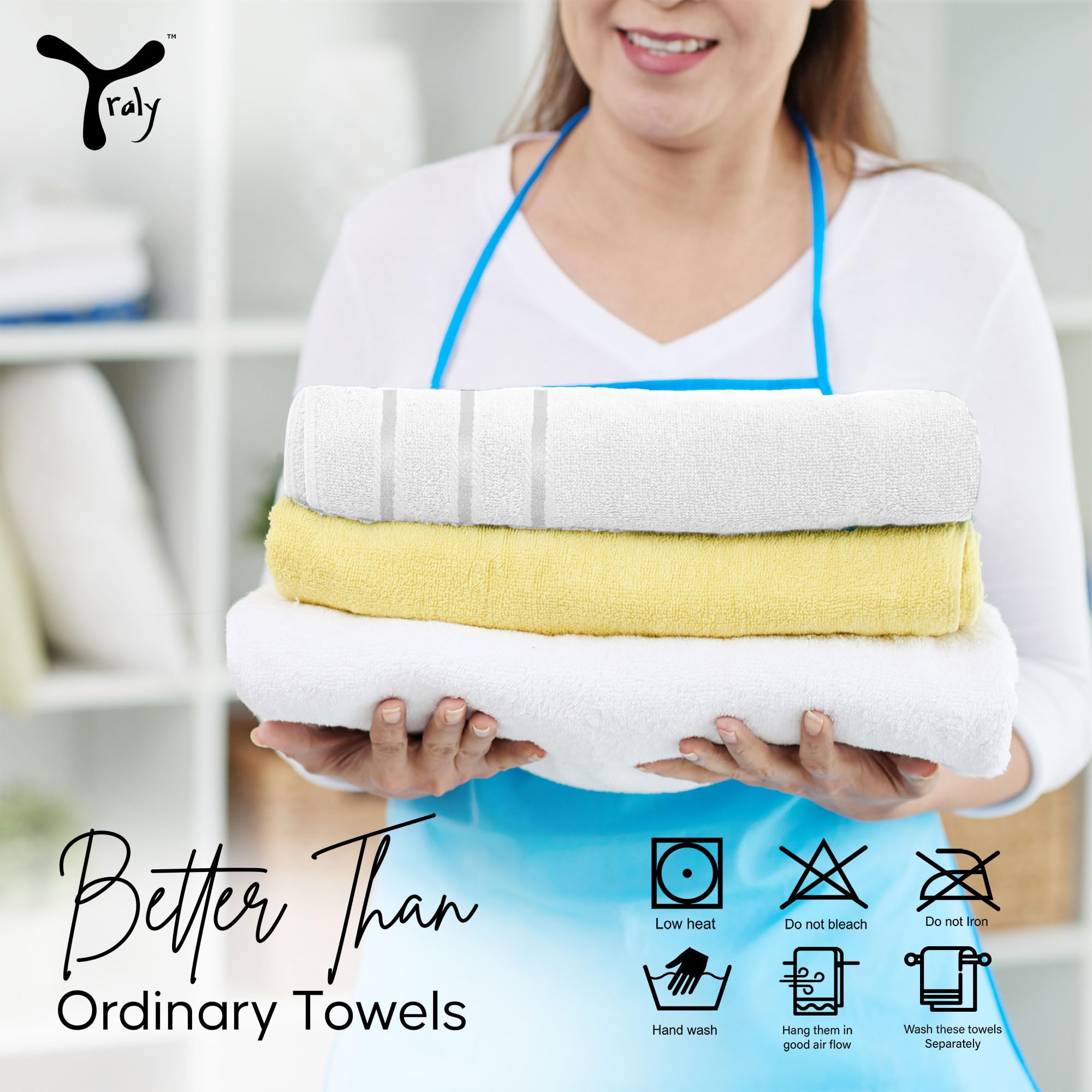 Yraly Luxury Hand Towels For Bathroom Set Of 4 (16 X 28 Inch) Soft & Absorbent 600Gsm Ring Spun Cotton Hand Towel Sets For Bathr