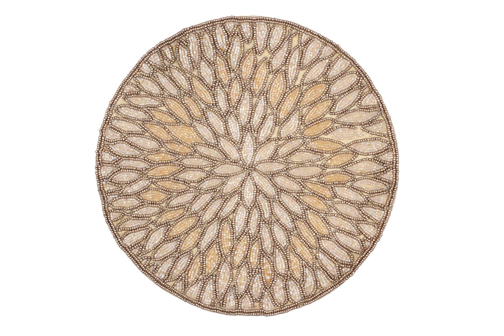 FliHaut Beautiful Decorative Handmade Round Beads Placemat for Dining Table 14 Inch (Rustic Copper)