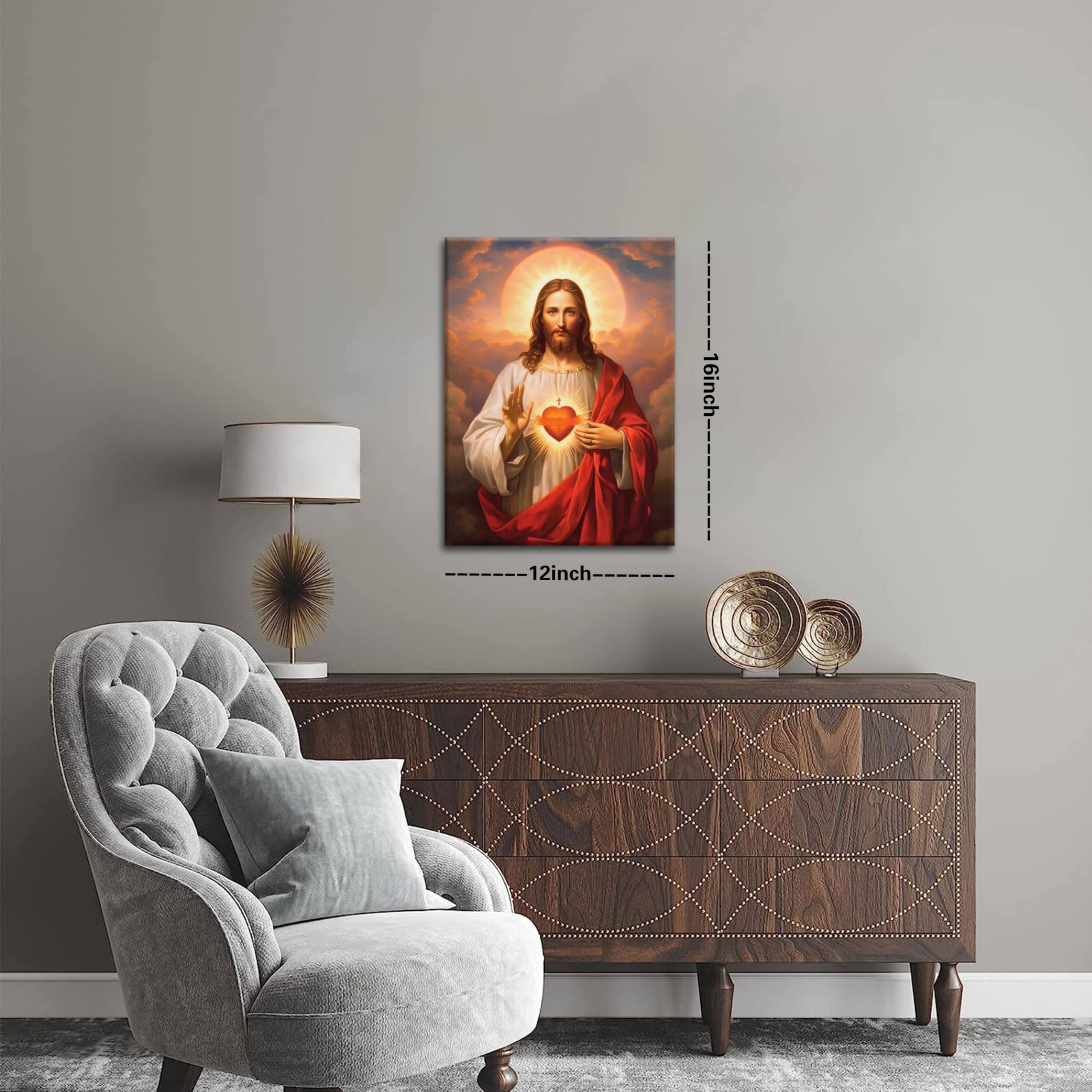 Jesus Sacred Heart Christian Wall Art, Divine Mercy Canvas Paintings Prints Posters Wall Decor, Christ Jesus Portrait Home Decor