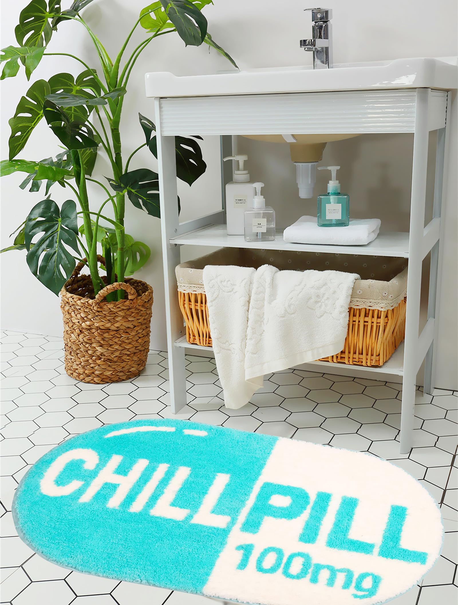 Levinis Cute Funny Chill Pill Bath Mat Kids Bedroom Bathroom D  Cor Rug Non Slip Washable Bathroom Rugs For Shower, Tub, Bedroom