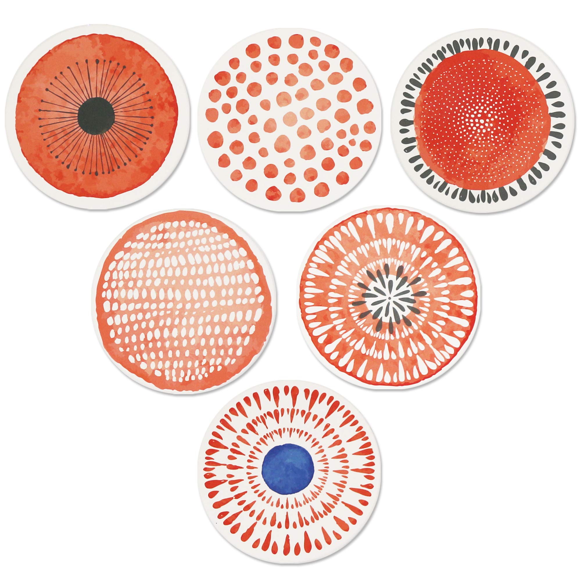 Ad Set Of 6 Coasters For Drinks Absorbing Round Ceramic Stone Coaster With Cork Base Tabletop Protection Mat For Mugs And Cups,O