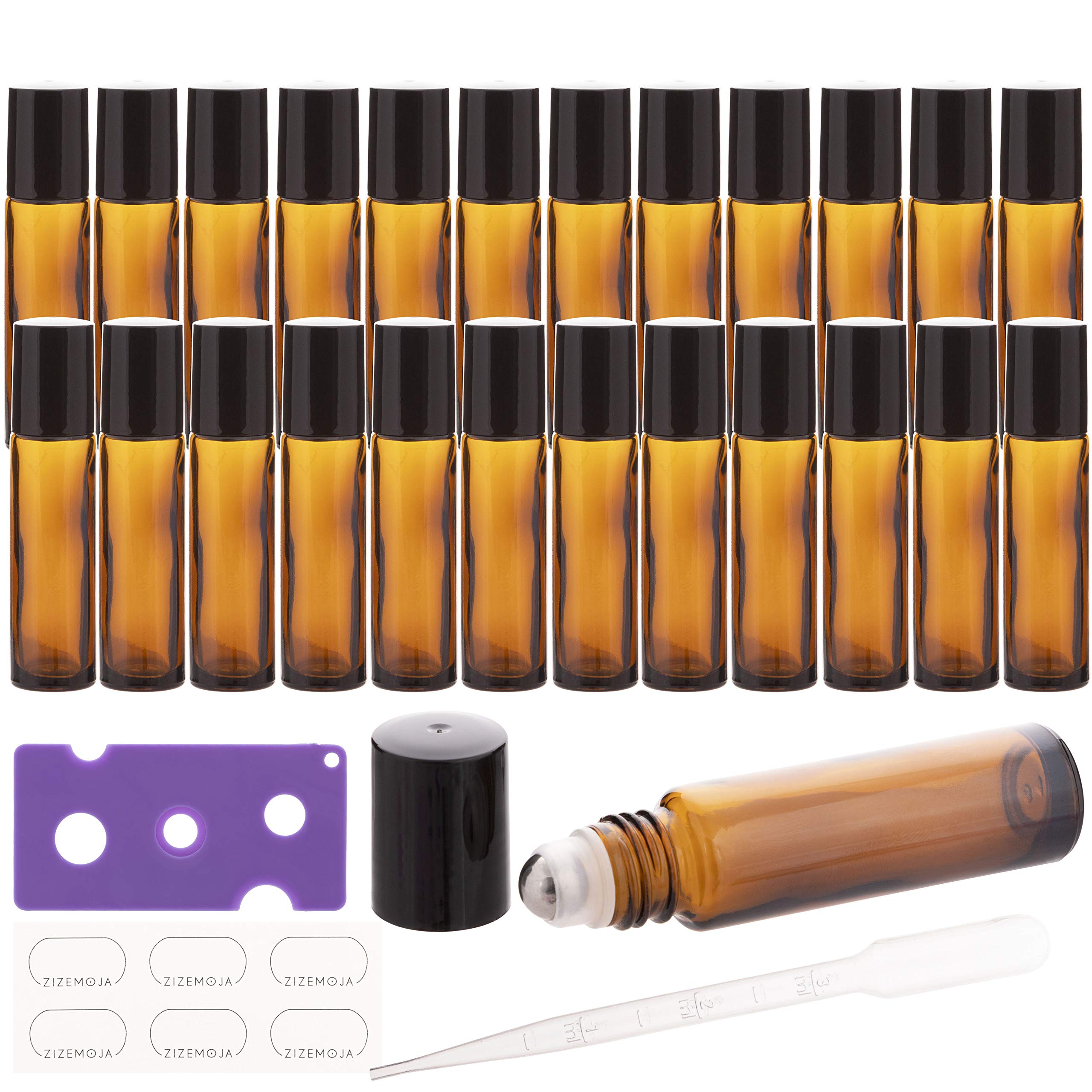 10Ml Essential Oil Roller Bottles, 24 Pack Leak-Proof Glass Roll On Bottles For Essential Oils, With Stainless Steel Roller Ball