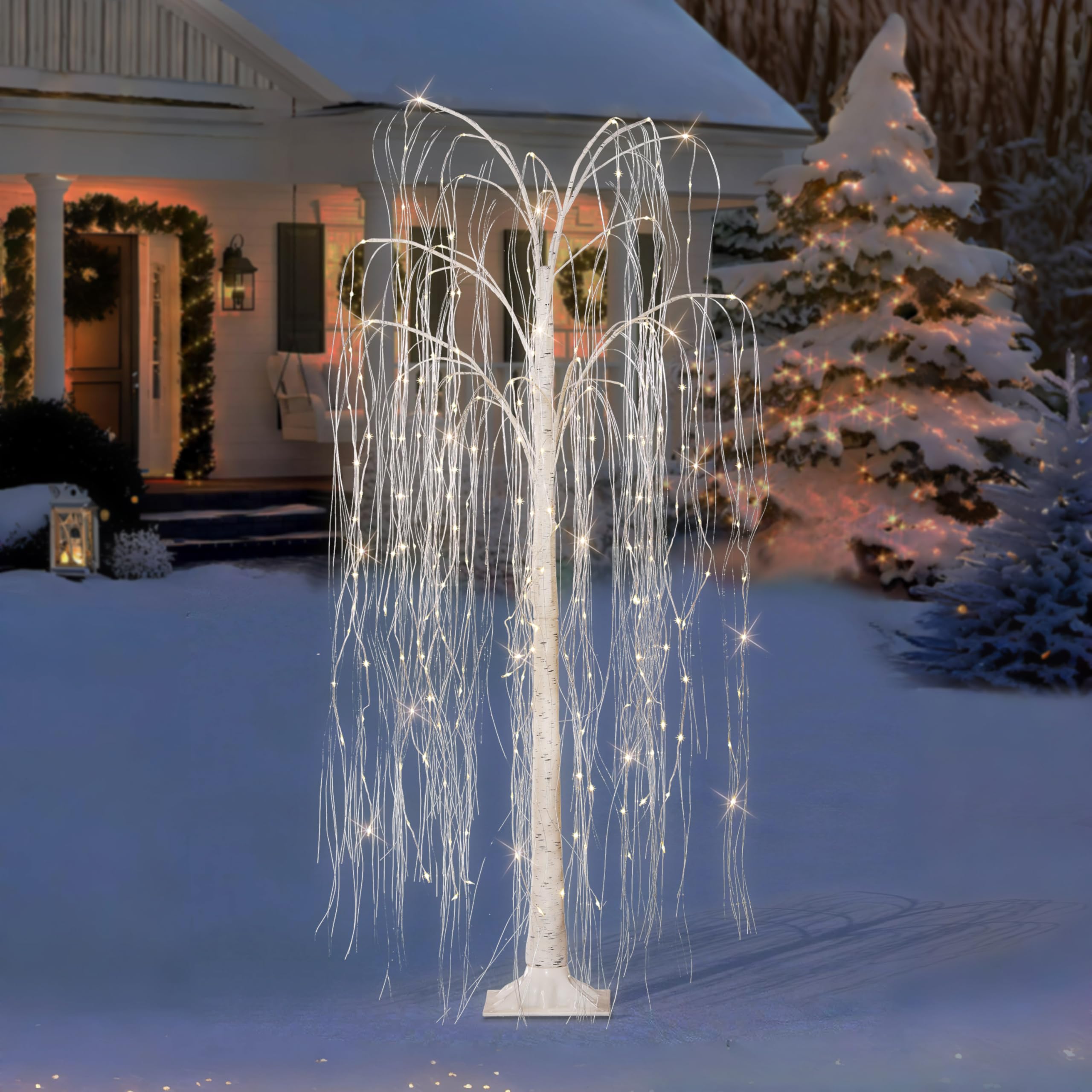 5 ft Pre- Lit Outdoor Willow Tree with 240 Warm White Multi Function LED Lights