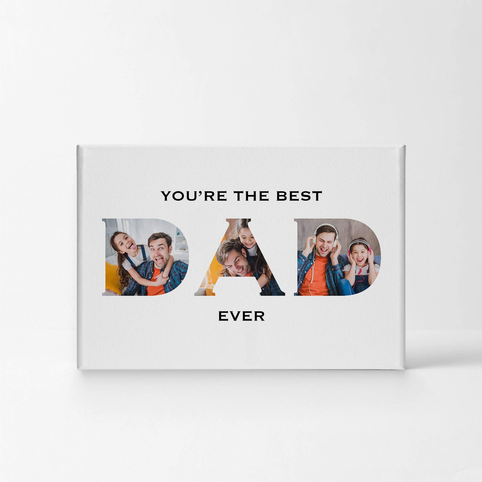 Smile Art Design Custom Photo Print Canvas Print with Your Photos Personalized Photo Upload 3 Images Collage Picture Dad Lettering Frame Personalized Gifts for Dads 8x12 inches