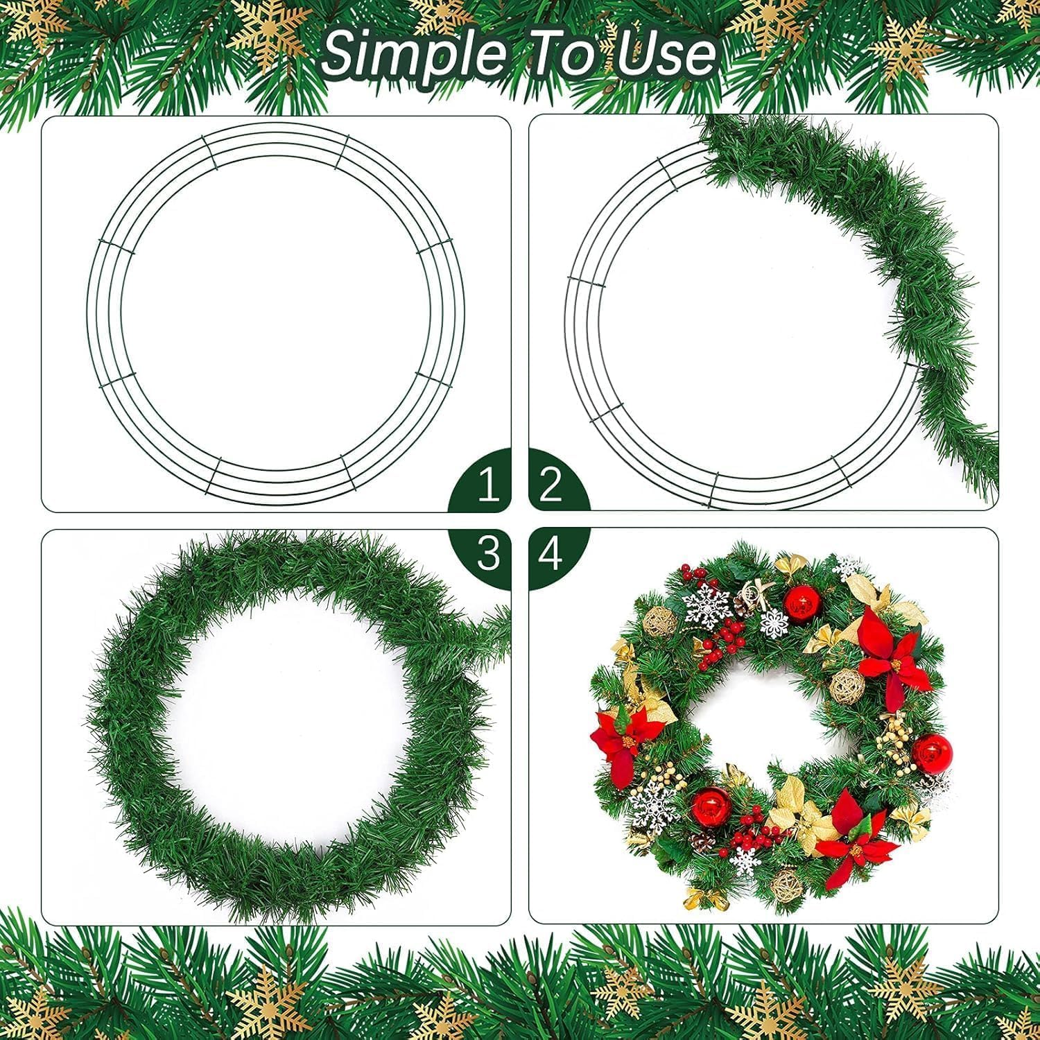 Aodaer 24 Pack 18 Inch Wire Wreath Frame, Christmas Dark Green Wire Wreath, Ring Round Metal DIY Floral Crafts Wreaths for Hallo