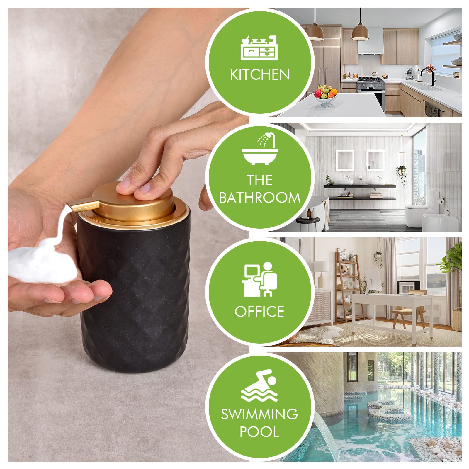 Lala Dolce Foam Dispenser - Hand Pump Dispenser Foaming Soap Dispenser Ceramic Dish Liquid Dispenser For Kitchen Bathroom Hand W