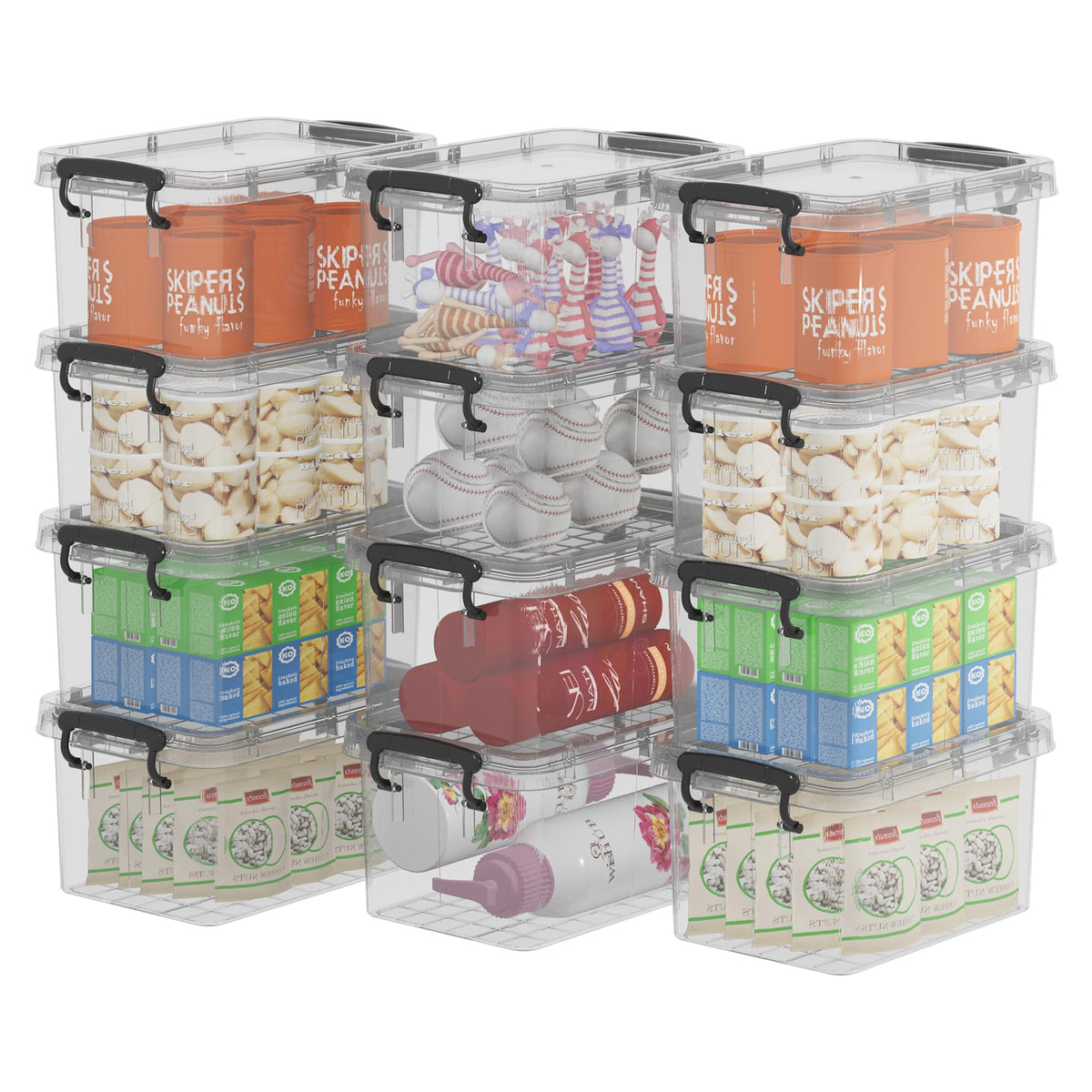 Cetomo 3.2Qt*12 Plastic Storage Bins, Storage Box, 12 Pack, Organizing Container With Durable Lids, Secure Latching Buckles, Sta