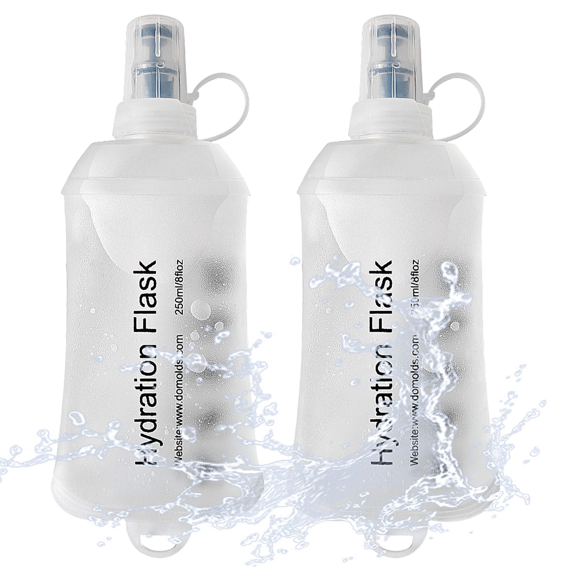 J.CARP 2Pcs 250ml Soft Flask Running Water Bottles, TPU Foldable Running Hydration Flask for Hydration Pack Cycling Hiking Climb