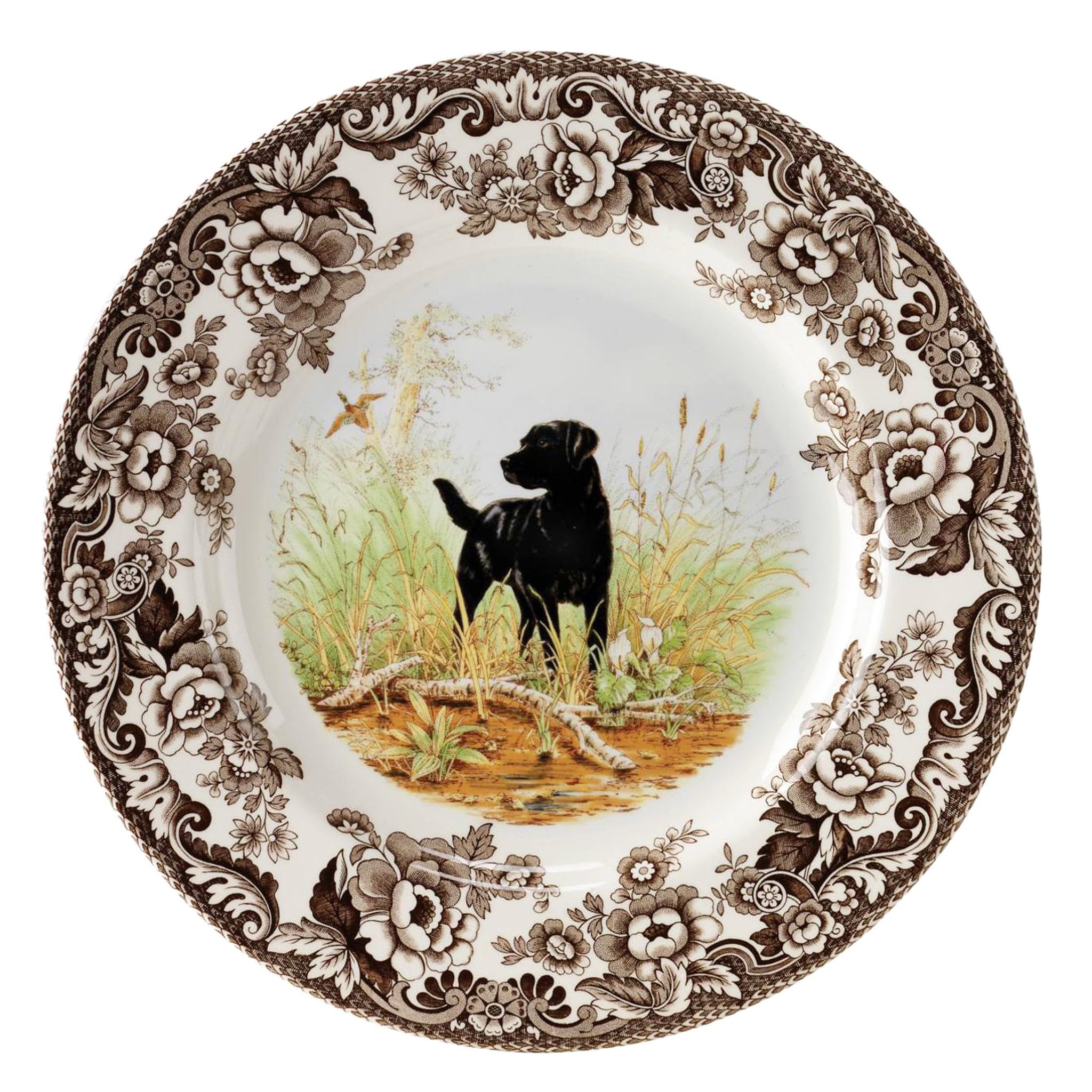 Spode Woodland Hunting Dogs Black Labrador Dinner Plate