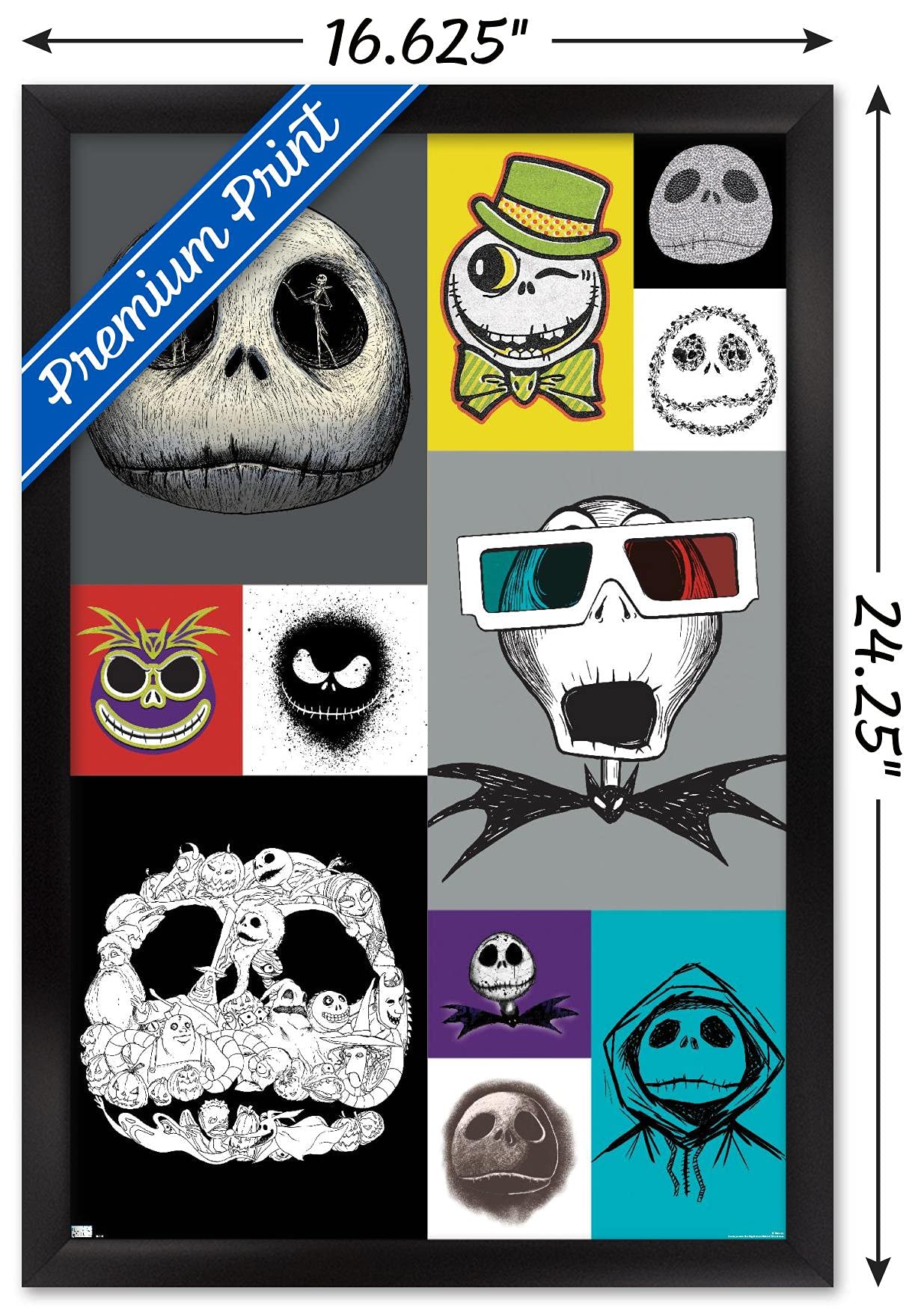 Trends International Disney Tim Burton'S The Nightmare Before Christmas - Jack Grid Wall Poster, 14.72'' X 22.37'', Black Framed
