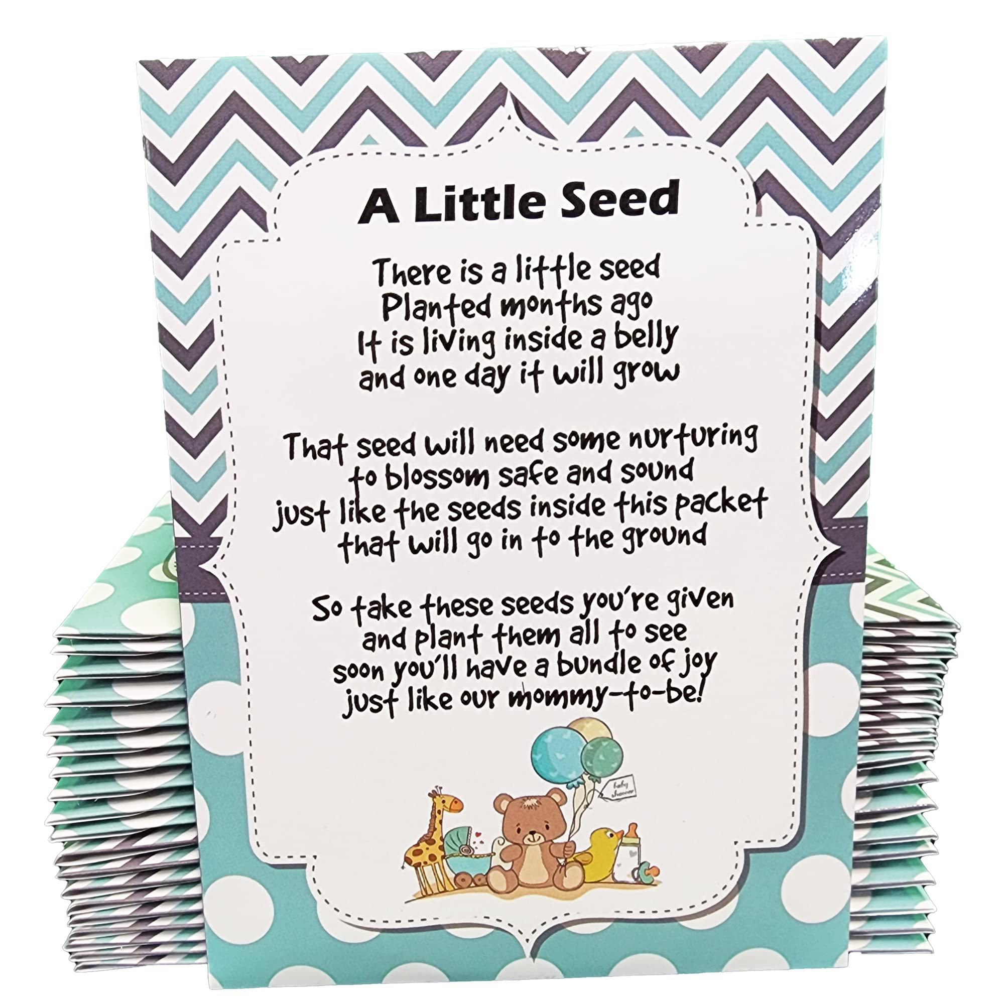 Choobly | Boy Baby Shower Favors For Guests | 20 Wildflower Seeds Packets | Pre-Filled | Bouquet Seed Mix | Non-Gmo Seeds | Seed