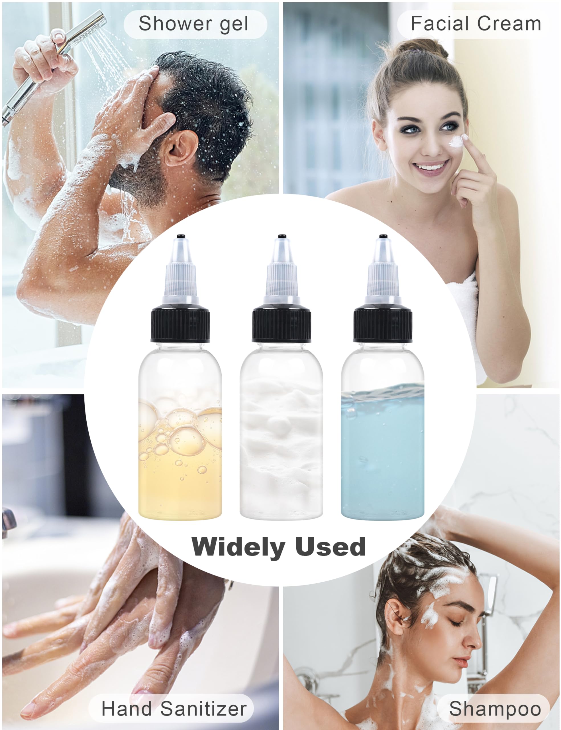 Eosau 30 Pcs 1Oz Plastic Squeeze Bottles With Twist Top Cap, 30Ml Clear Dispensing Bottles, Empty Squirt Bottle For Liquids, Sau