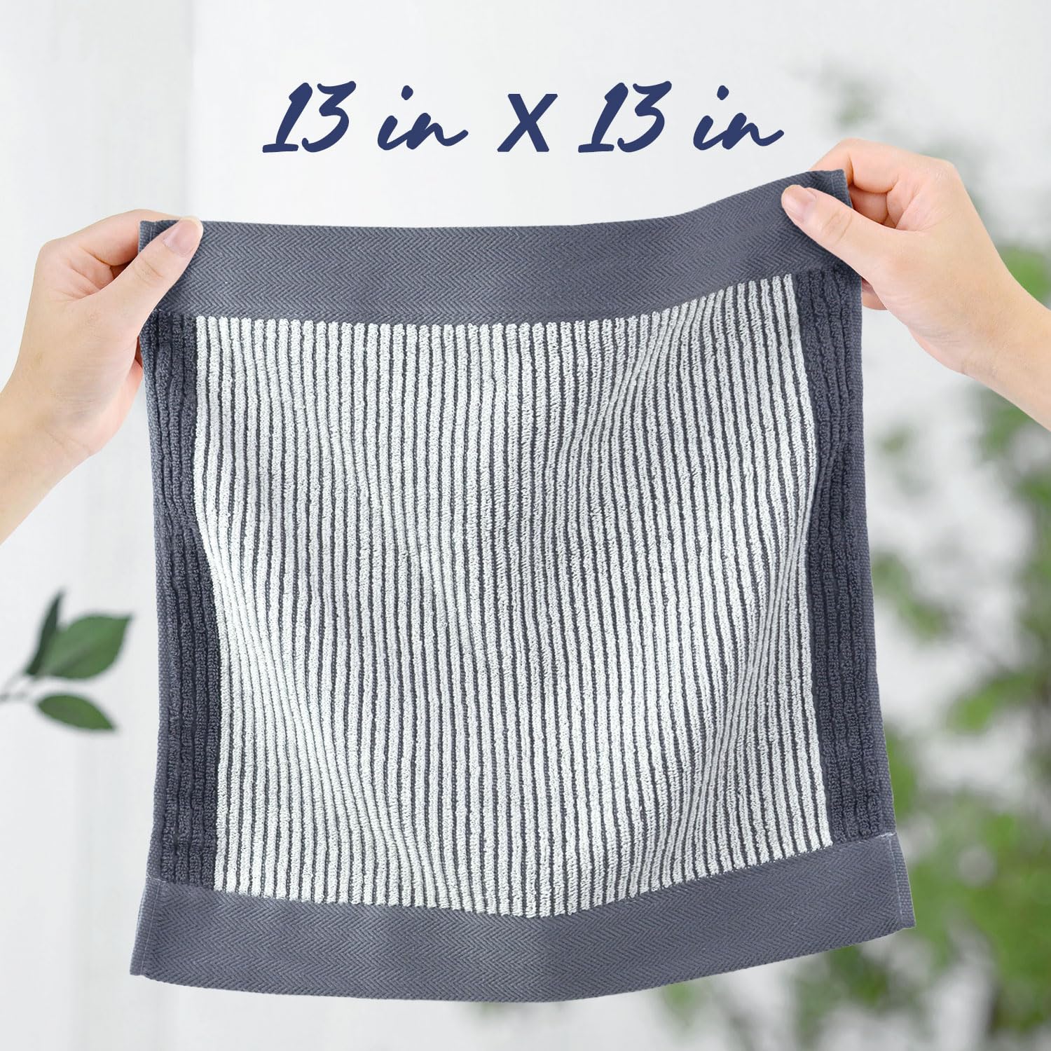 Cleanbear Wash Cloths For Showering, 12 Washcloths With Stylish Jacquard Weaved Design, Cotton Washcloth Set, 13 X 13 Inches, Gr