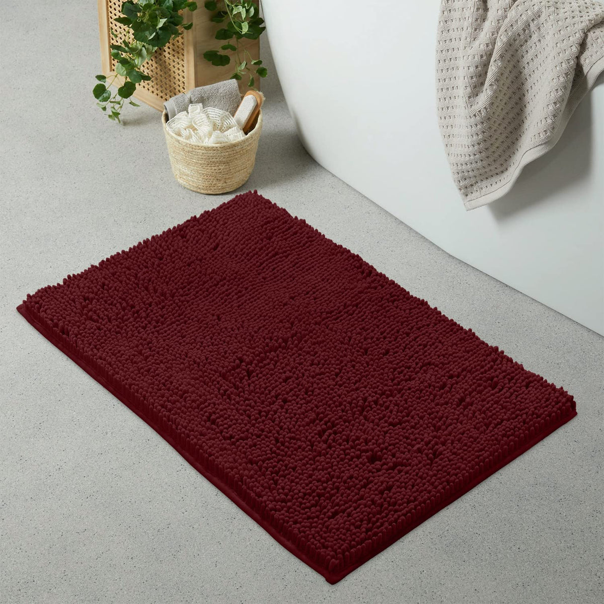 Luxurux Ultra-Soft Chenille Bath Mat - Plush Microfiber Bathroom Rug, Super Absorbent & Quick-Dry, Cozy Shaggy Design, Machine W