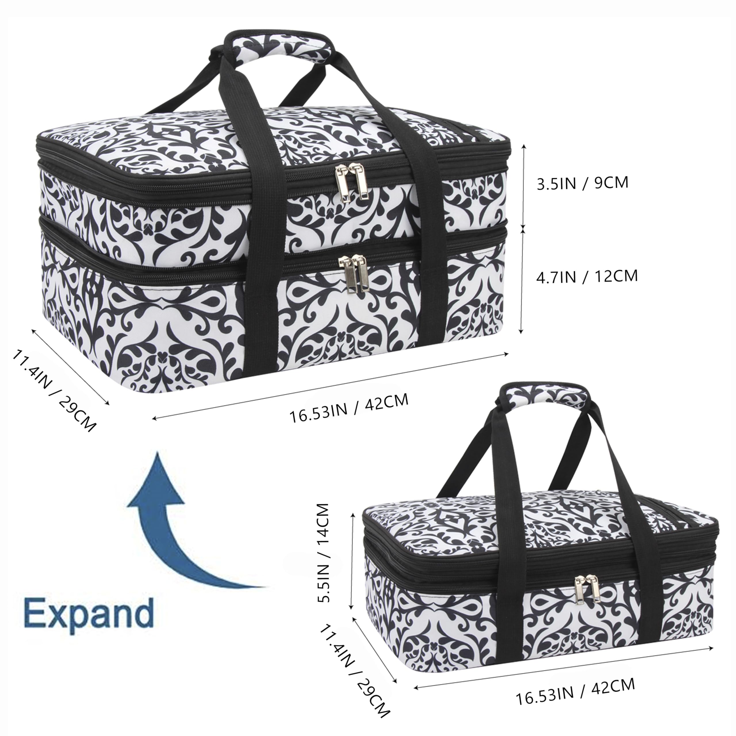 Fatolxx Insulated Casserole Dish Carrier Bag - Food Carriers For Hot Or Cold Travel Potluck Parties,Picnic,Cookouts,Beach (Black